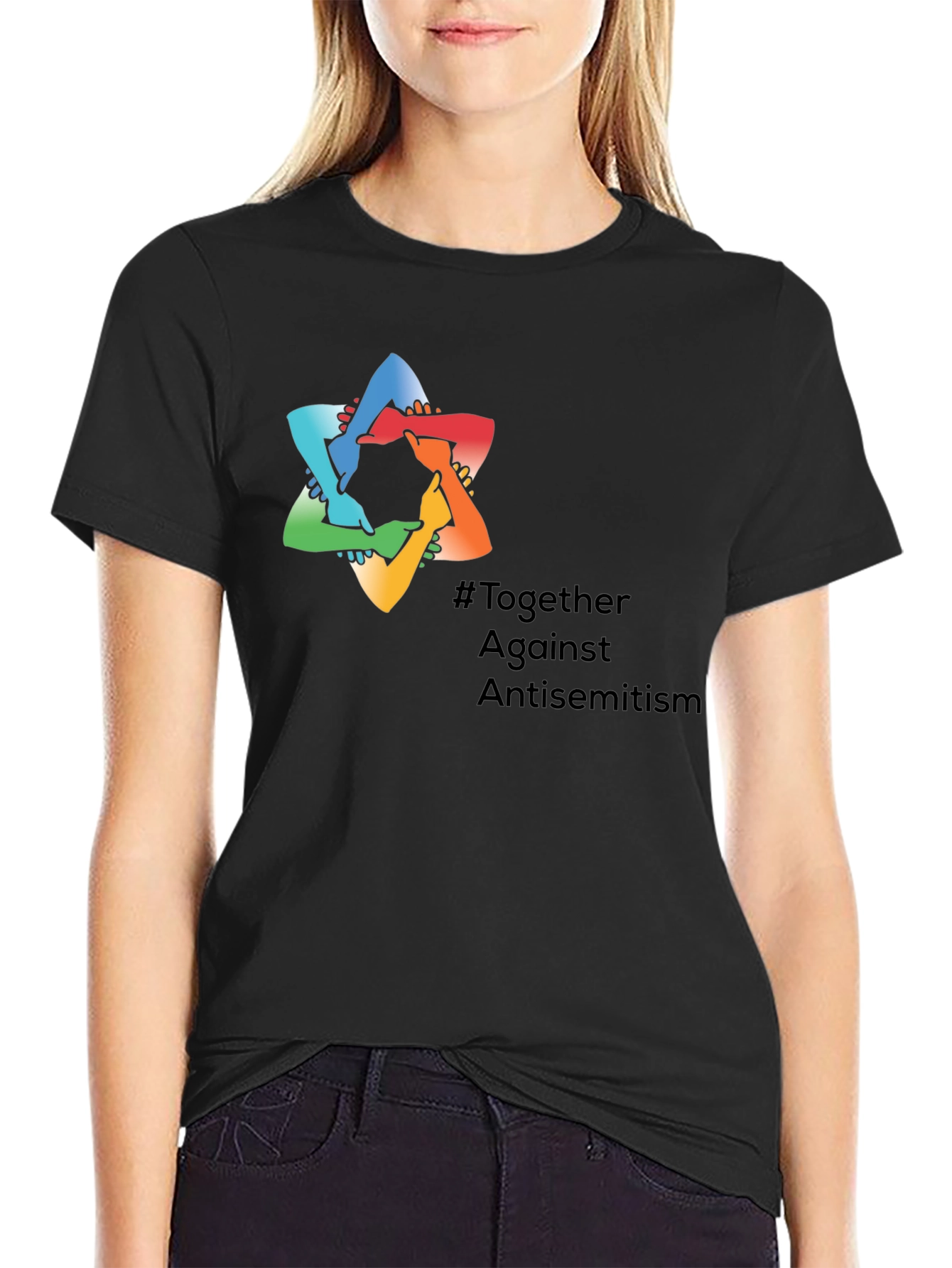 Black Together Against Antisemitism Graphic Tee view 2
