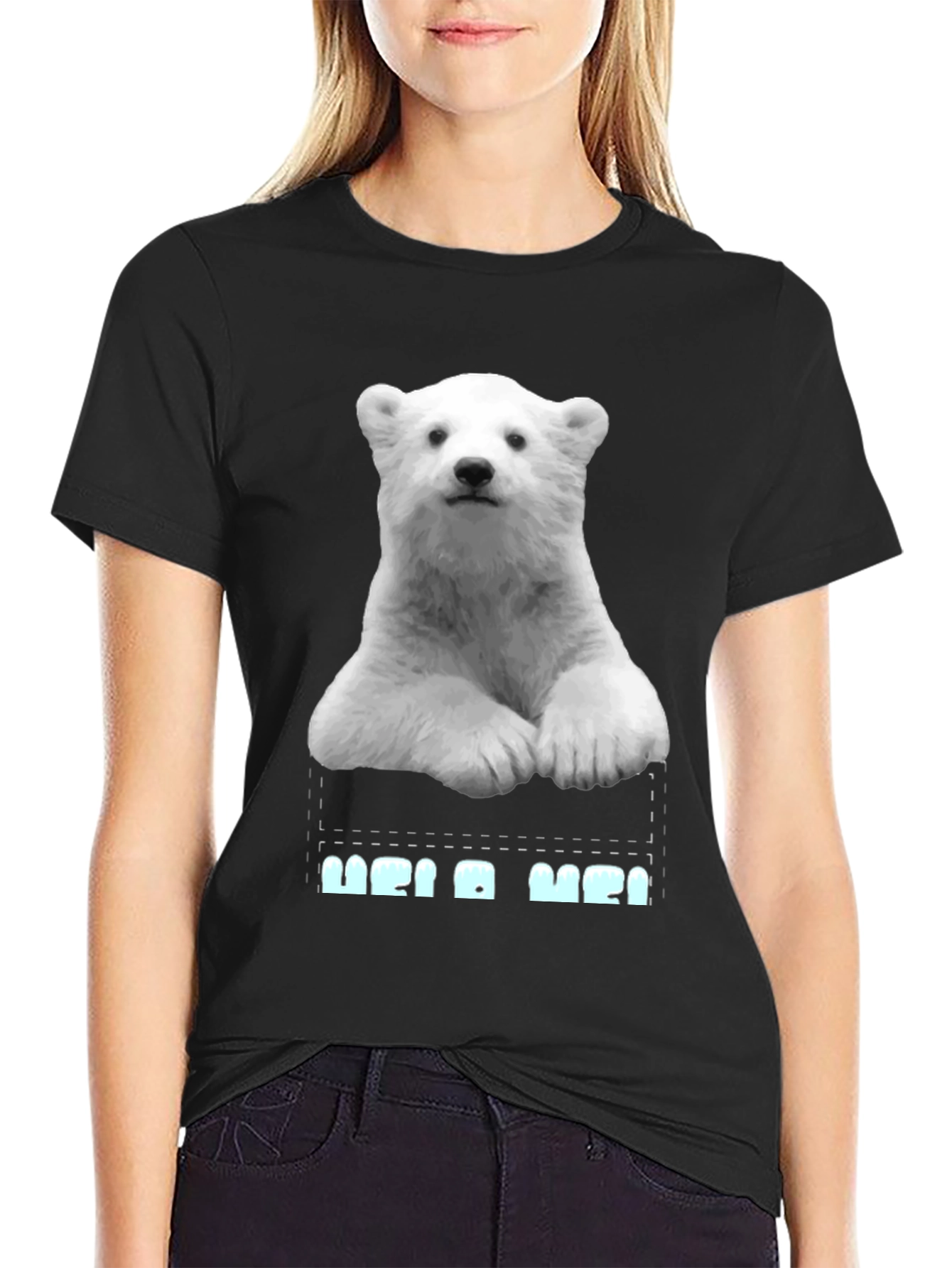 Black Polar Bear Pocket Graphic T-Shirt view 2