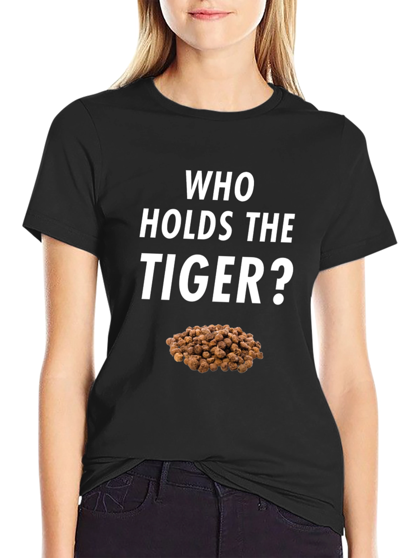 Black Who Holds the Tiger Nuts Black T-Shirt view 2