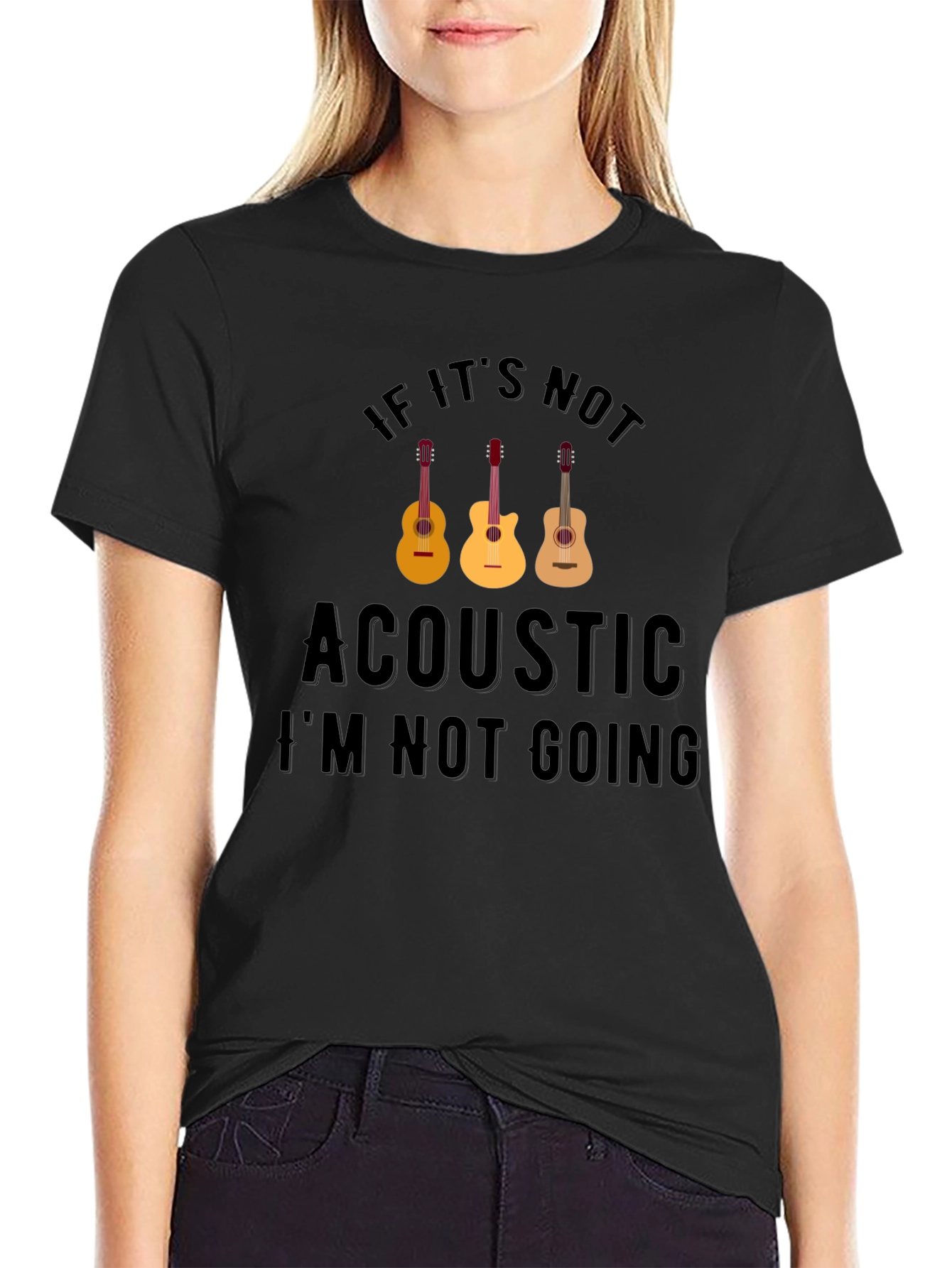 Black Acoustic Music T-Shirt view 2