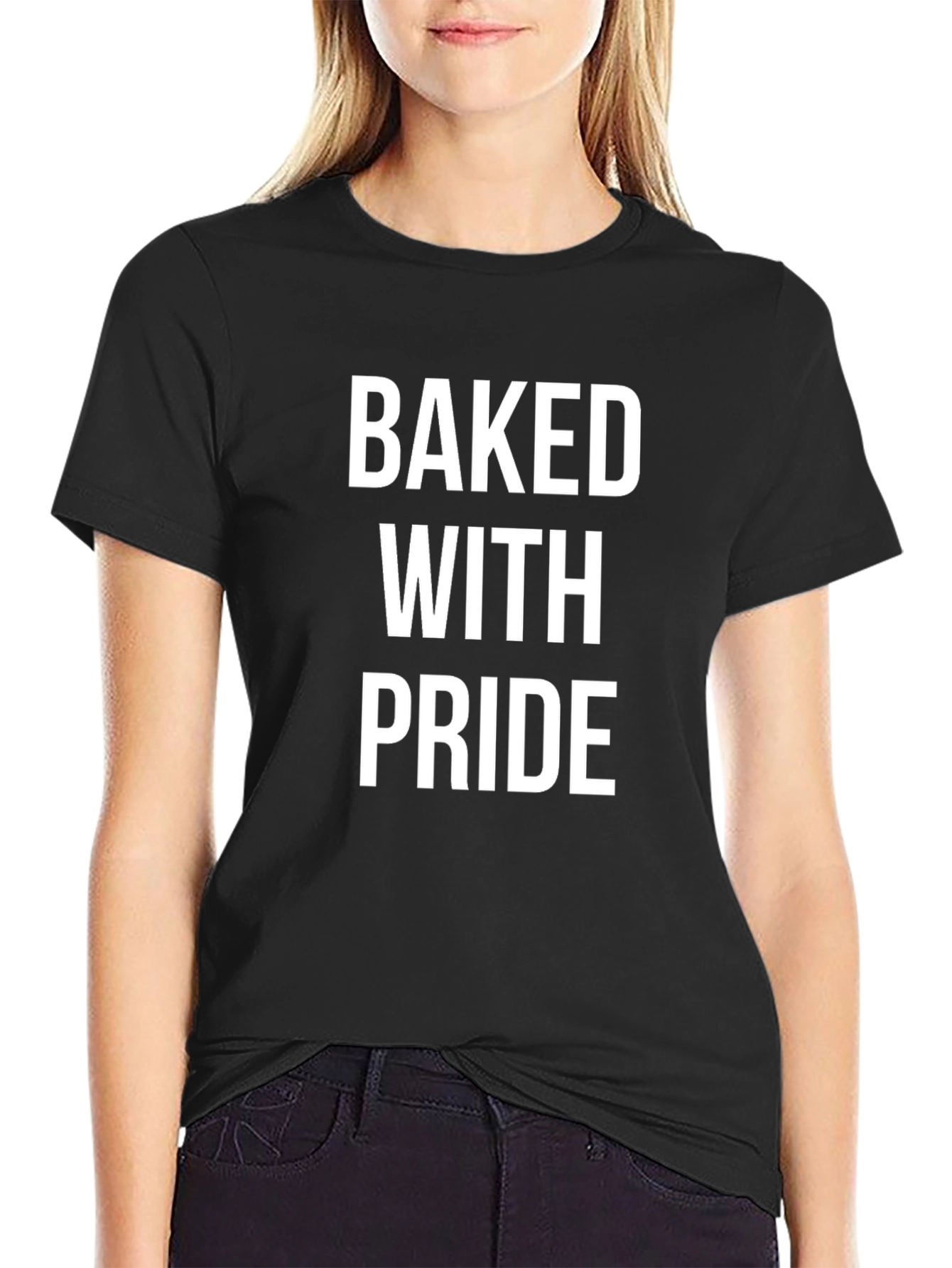Black Baked With Pride Graphic Tee - Black Cotton Blend view 2