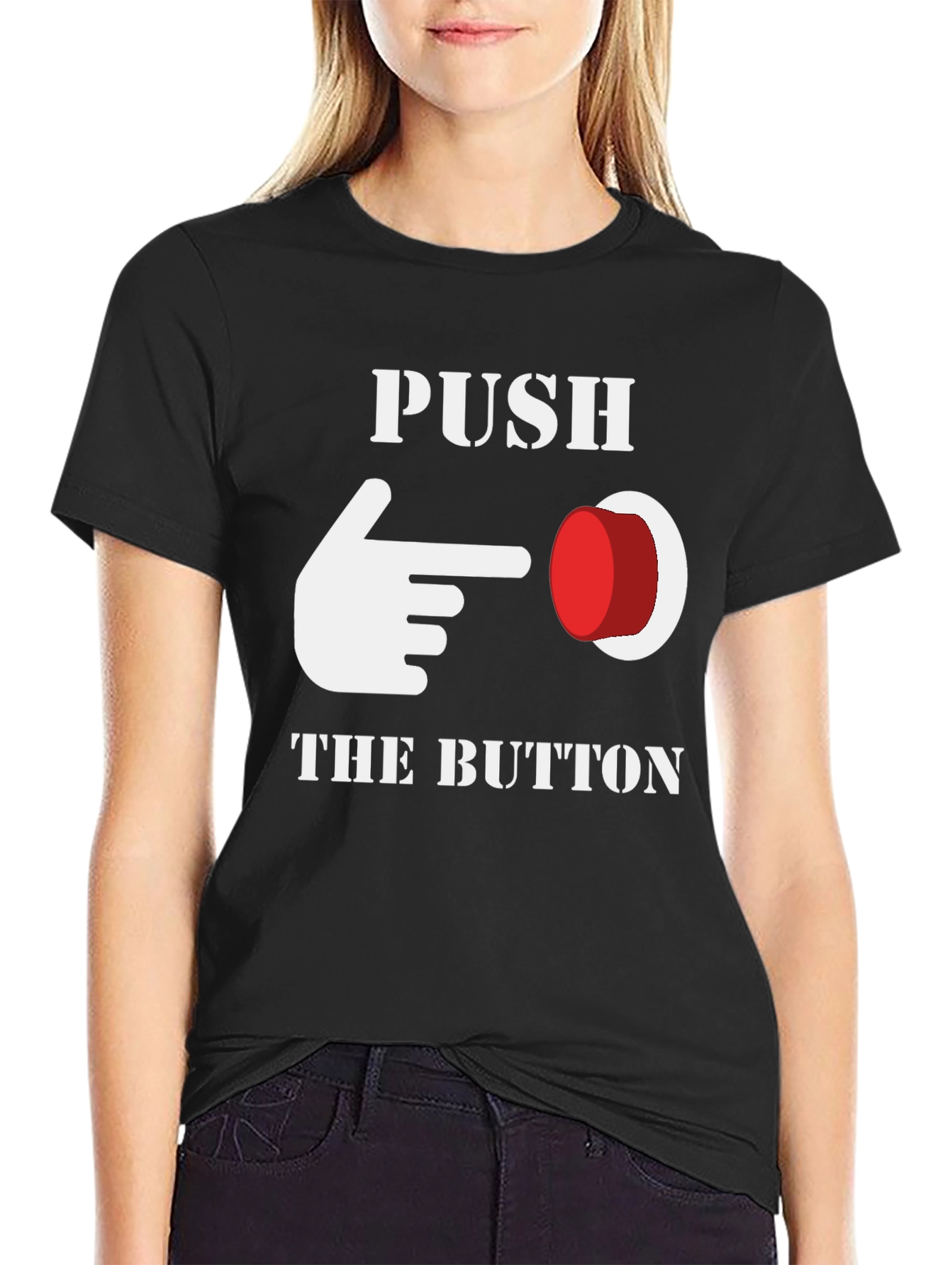 Black Push The Button Graphic Tee view 2