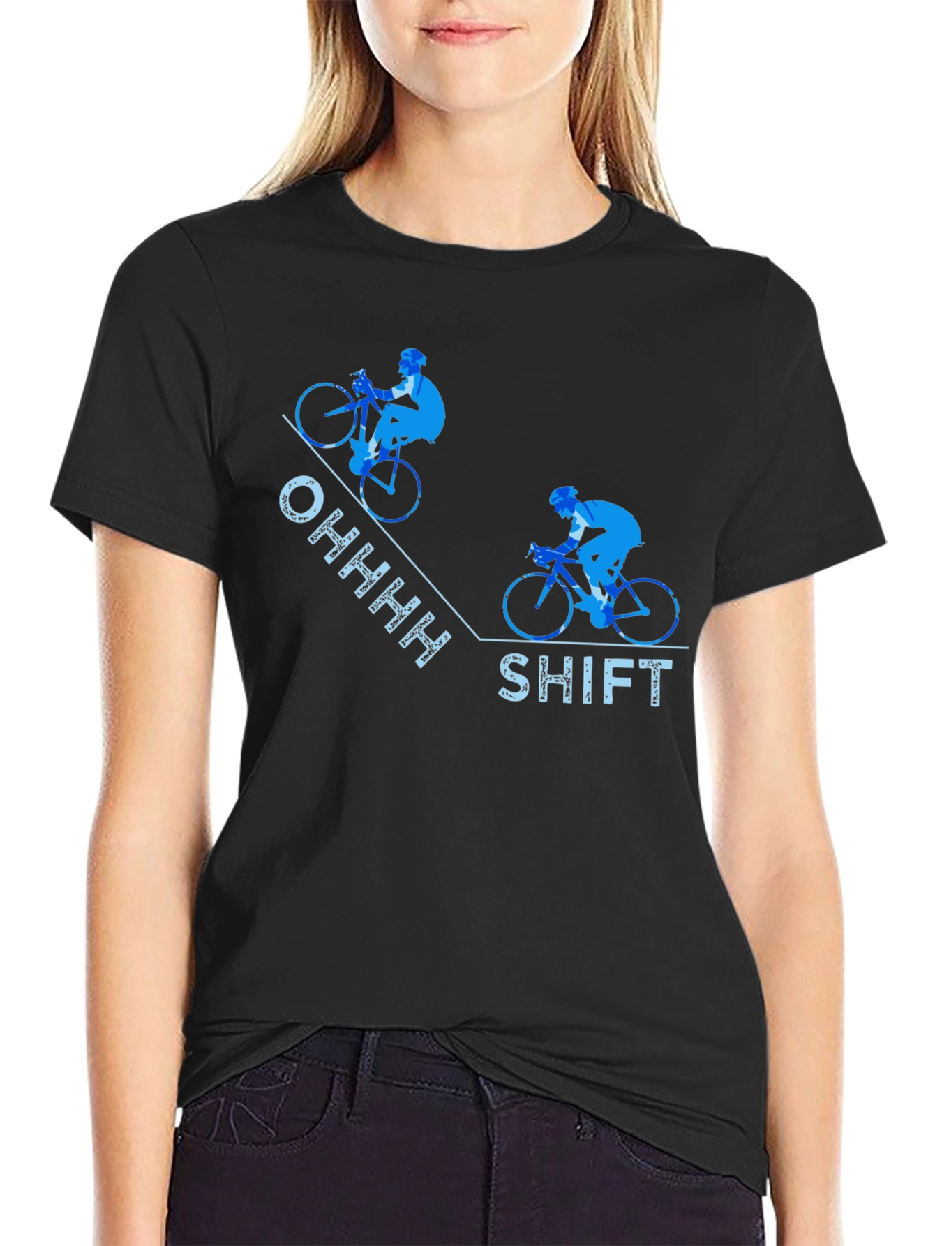 Black Funny Cycling T-Shirt - Ohhhh Shift view 2