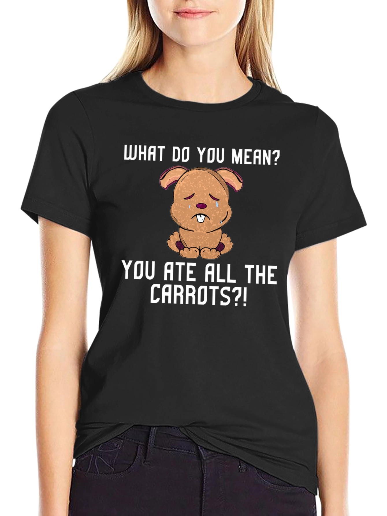 Black Sad Bunny Carrot T-Shirt - Funny Graphic Tee view 2