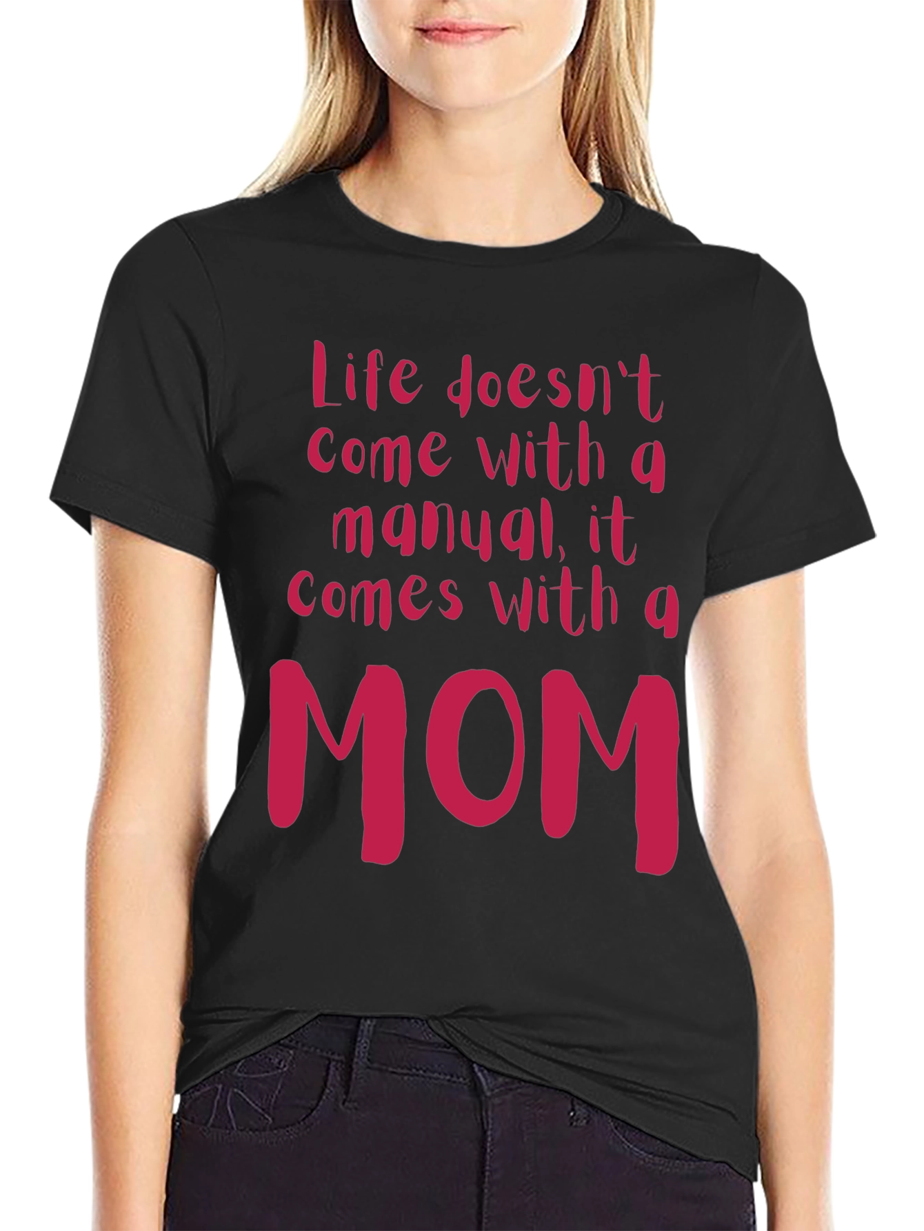 Black Life Comes with a Mom Graphic Tee - Unisex Black T-Shirt view 2