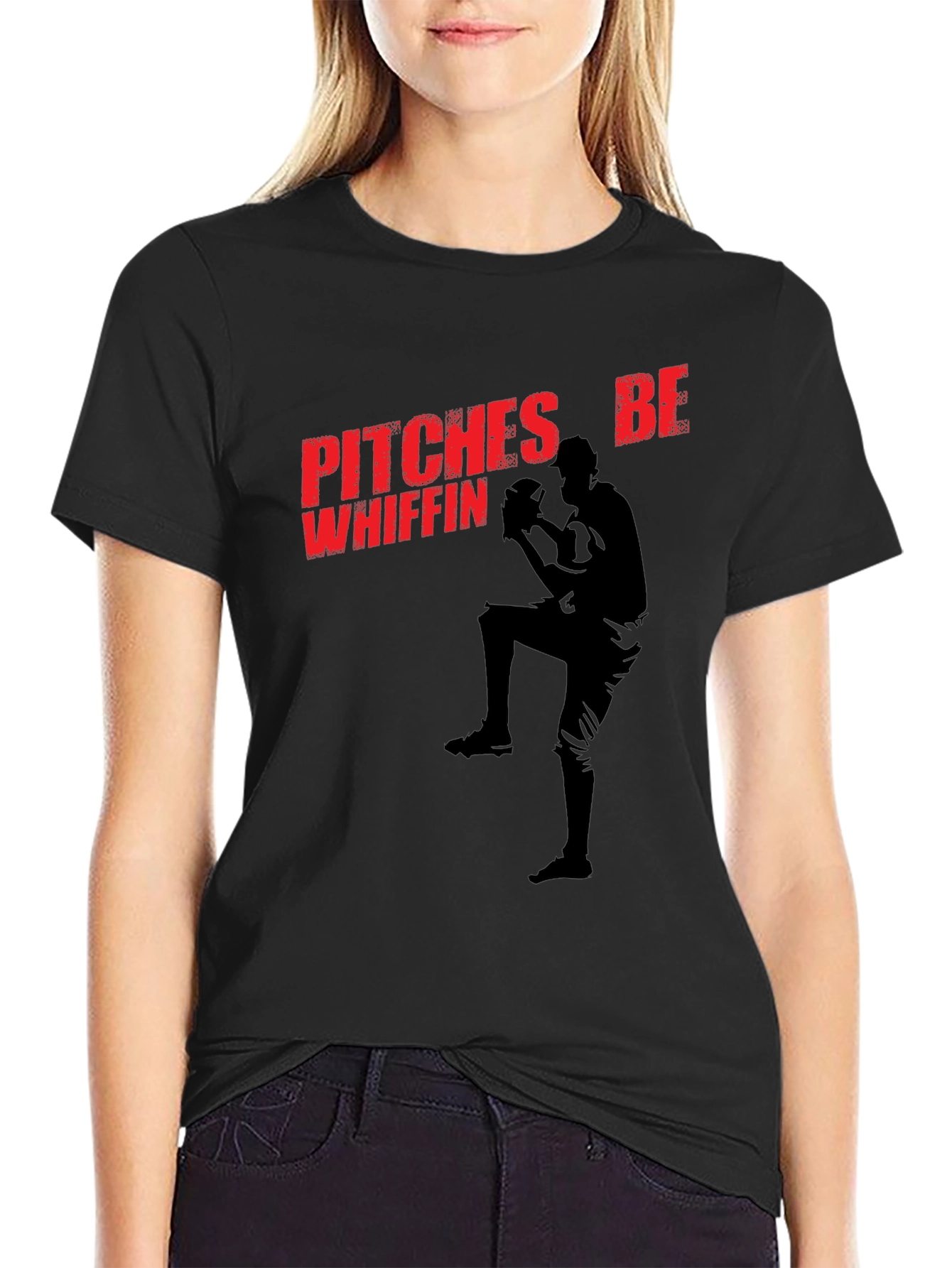 Black Pitches Be Whiffin' Baseball T-Shirt view 2