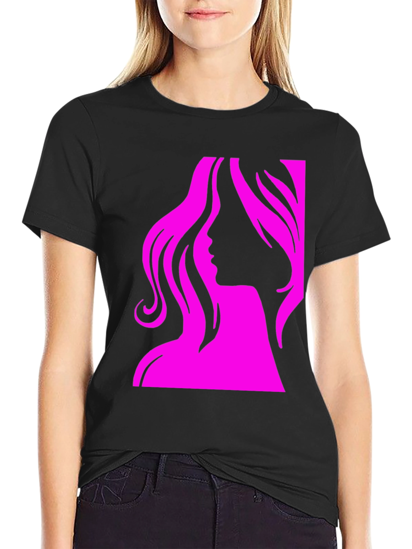 Woman Silhouette Graphic Tee - Stylish Black T-Shirt - 2