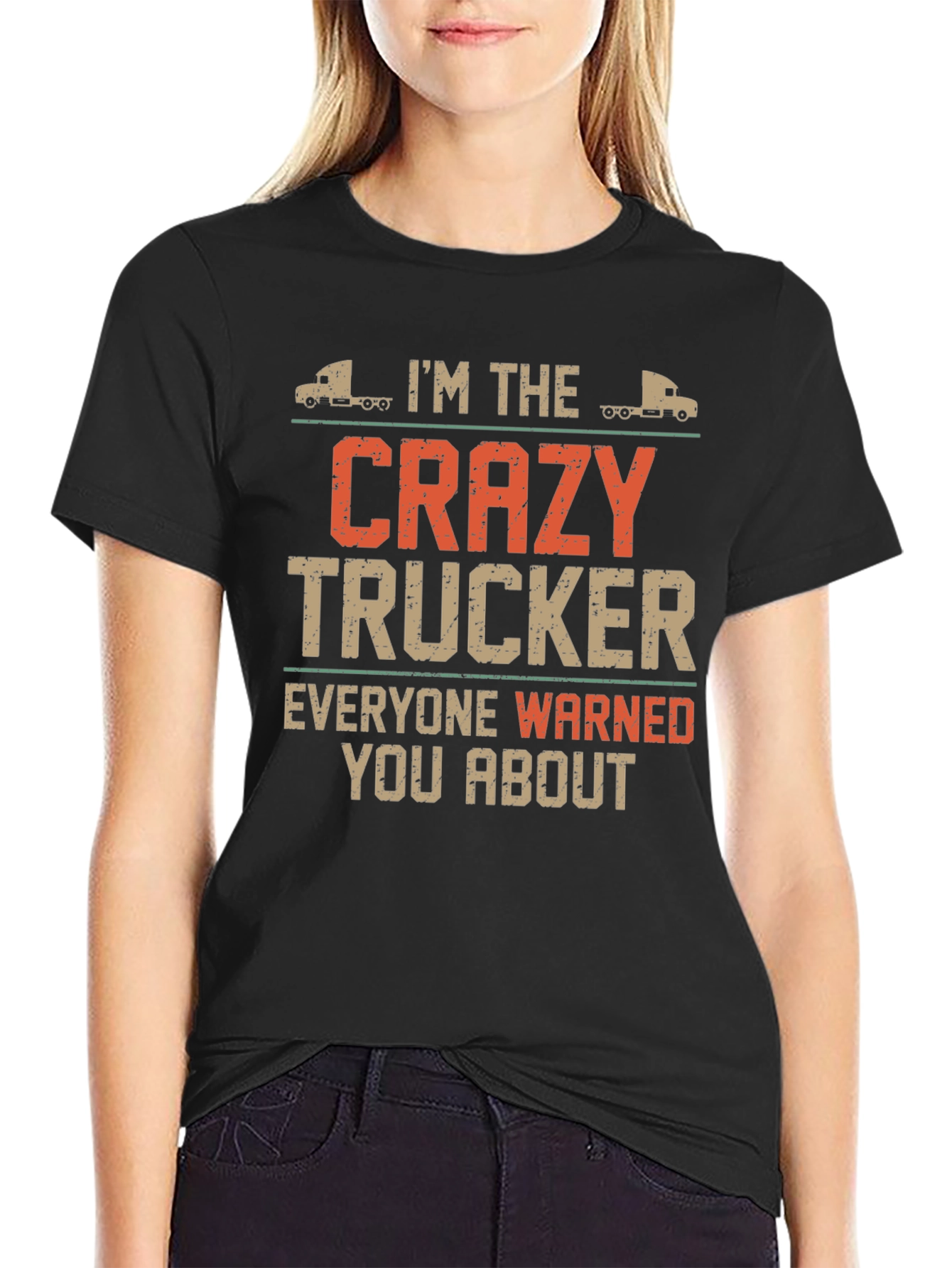 Black Crazy Trucker Graphic Tee - Black Cotton Blend view 2