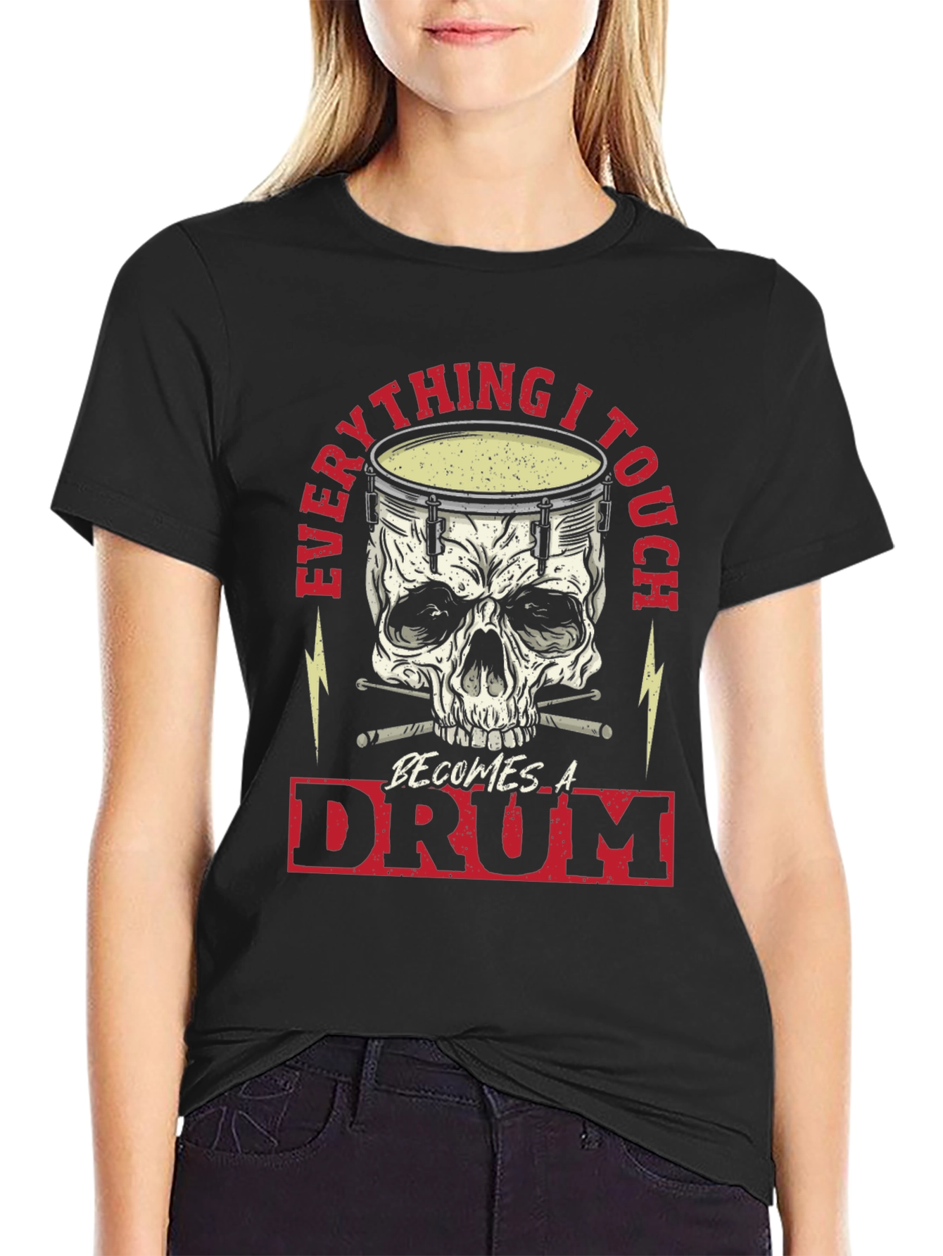 Black Everything I Touch Becomes A Drum T-Shirt view 2
