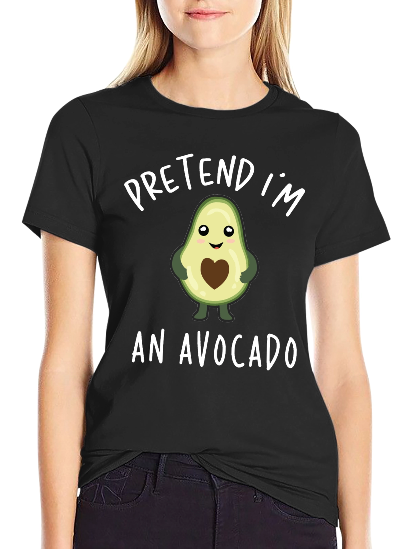 Black Pretend I'm an Avocado Funny Graphic T-Shirt view 2