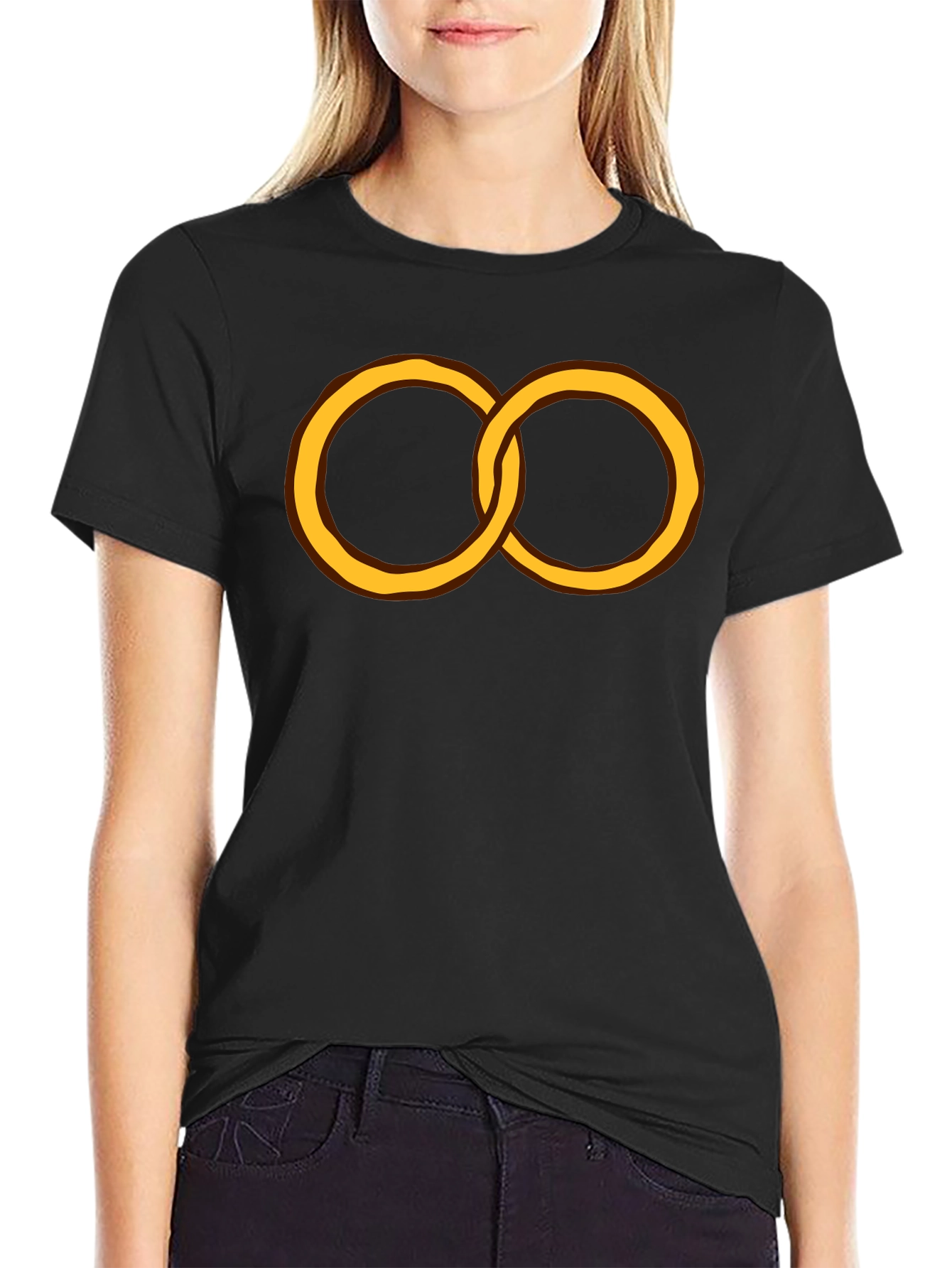 Black Linked Rings Graphic Black Tee view 2