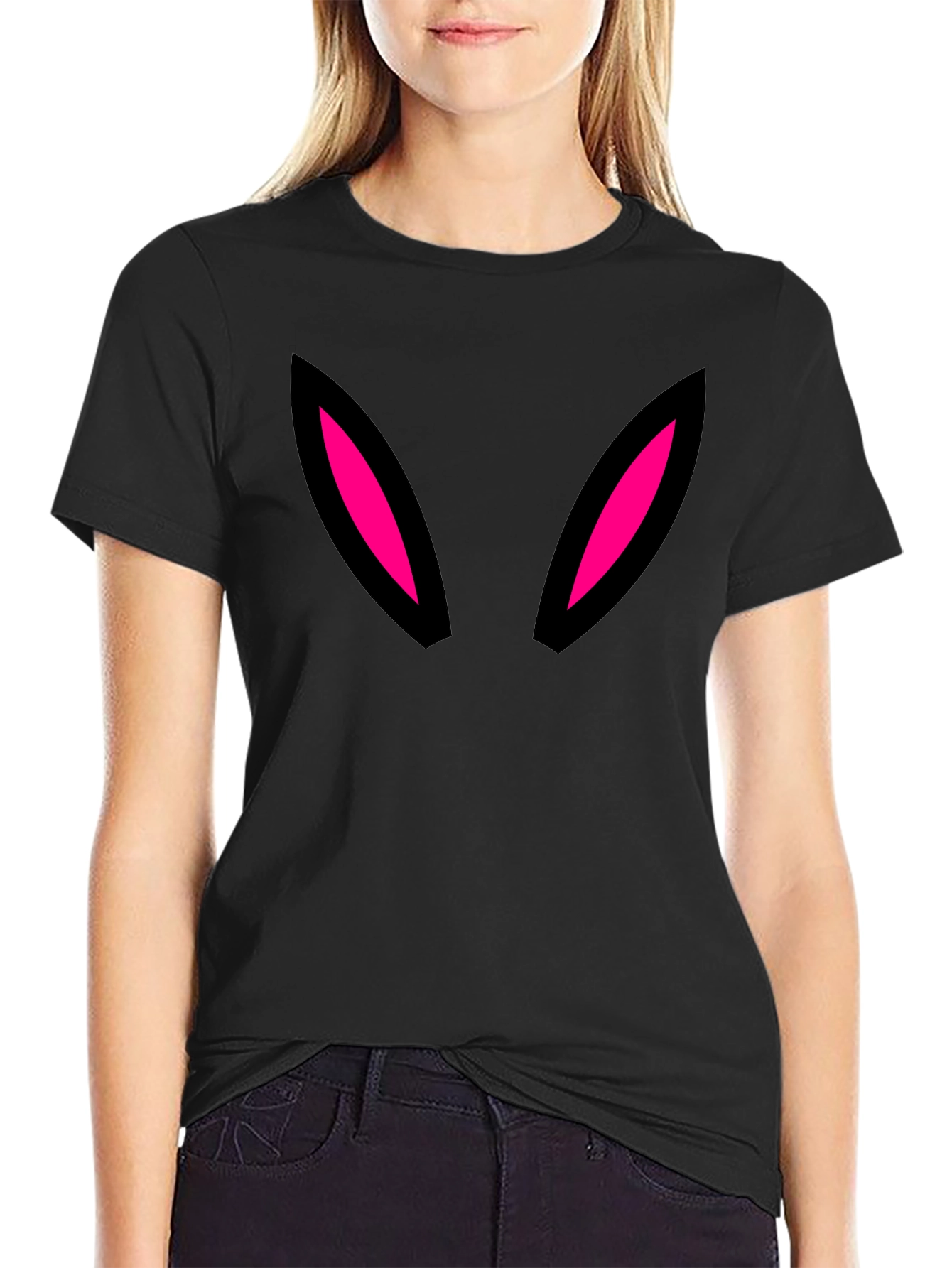 Black Bunny Ears Graphic Black T-Shirt view 2