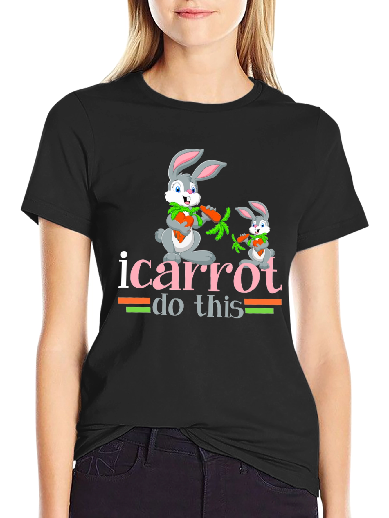 Black I Carrot Do This T-Shirt Bunny Tee view 2