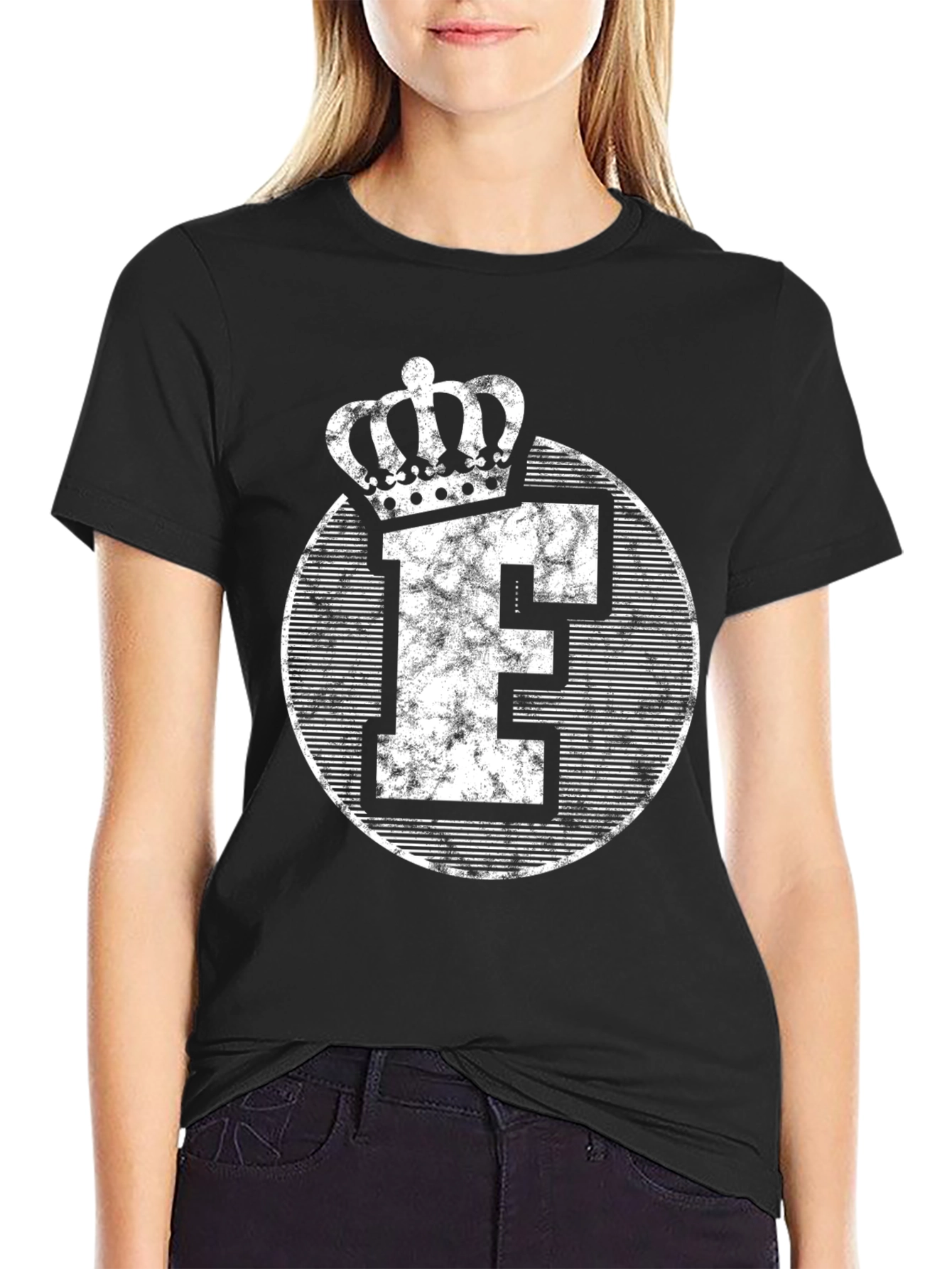Black King Letter F Crown Graphic Tee view 2