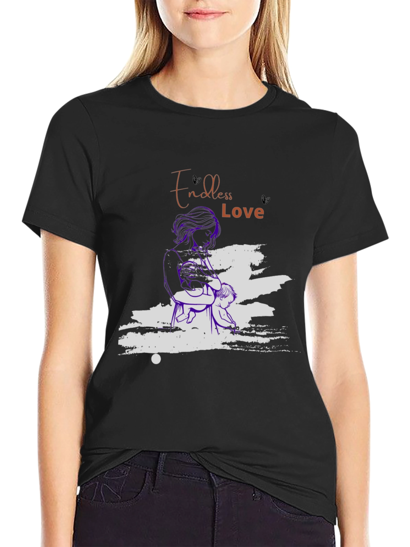 Black Endless Love Graphic Tee - Black Unisex T-Shirt view 2