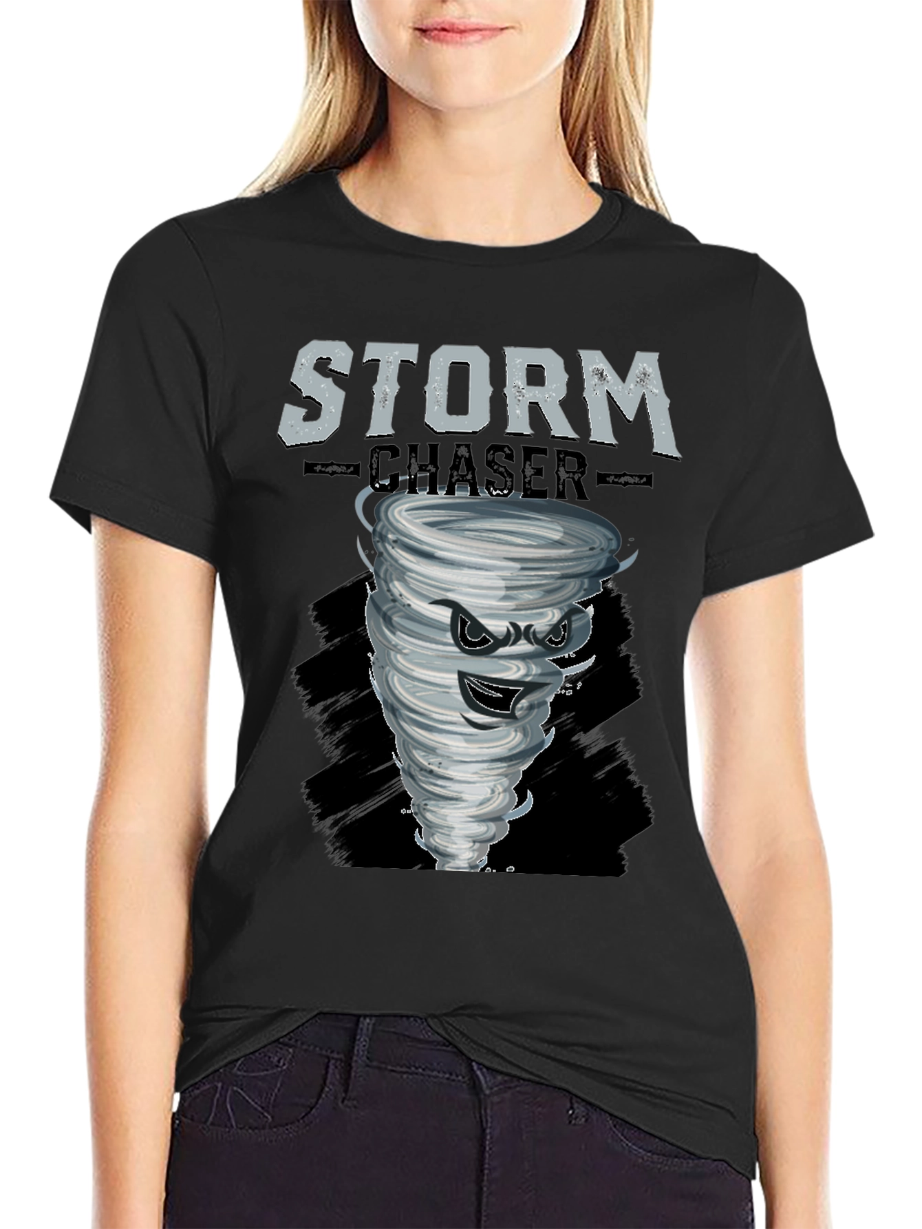 Black Storm Chaser Graphic Tee - Black Cotton T-Shirt view 2