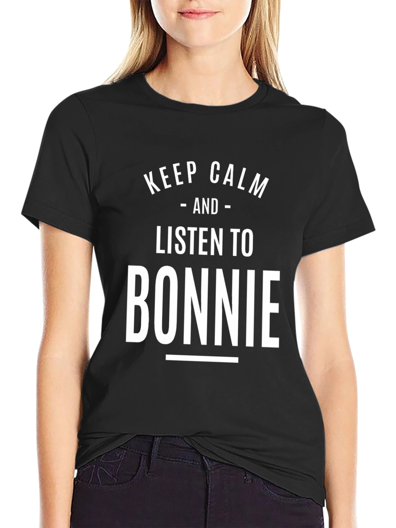 Black Keep Calm and Listen to Bonnie T-Shirt view 2