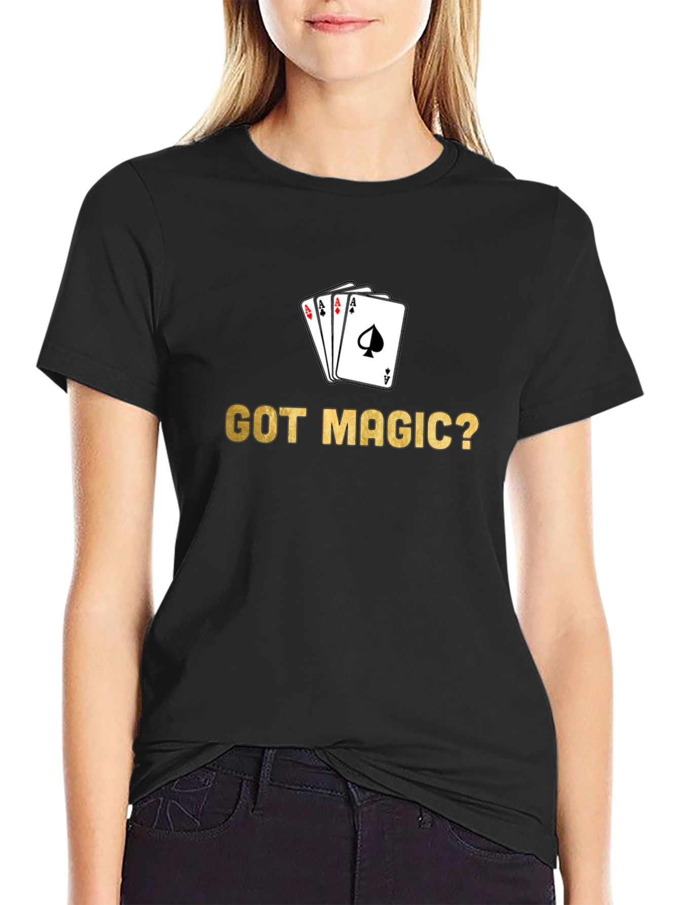 Black Got Magic? Card Trick T-Shirt - Black view 2