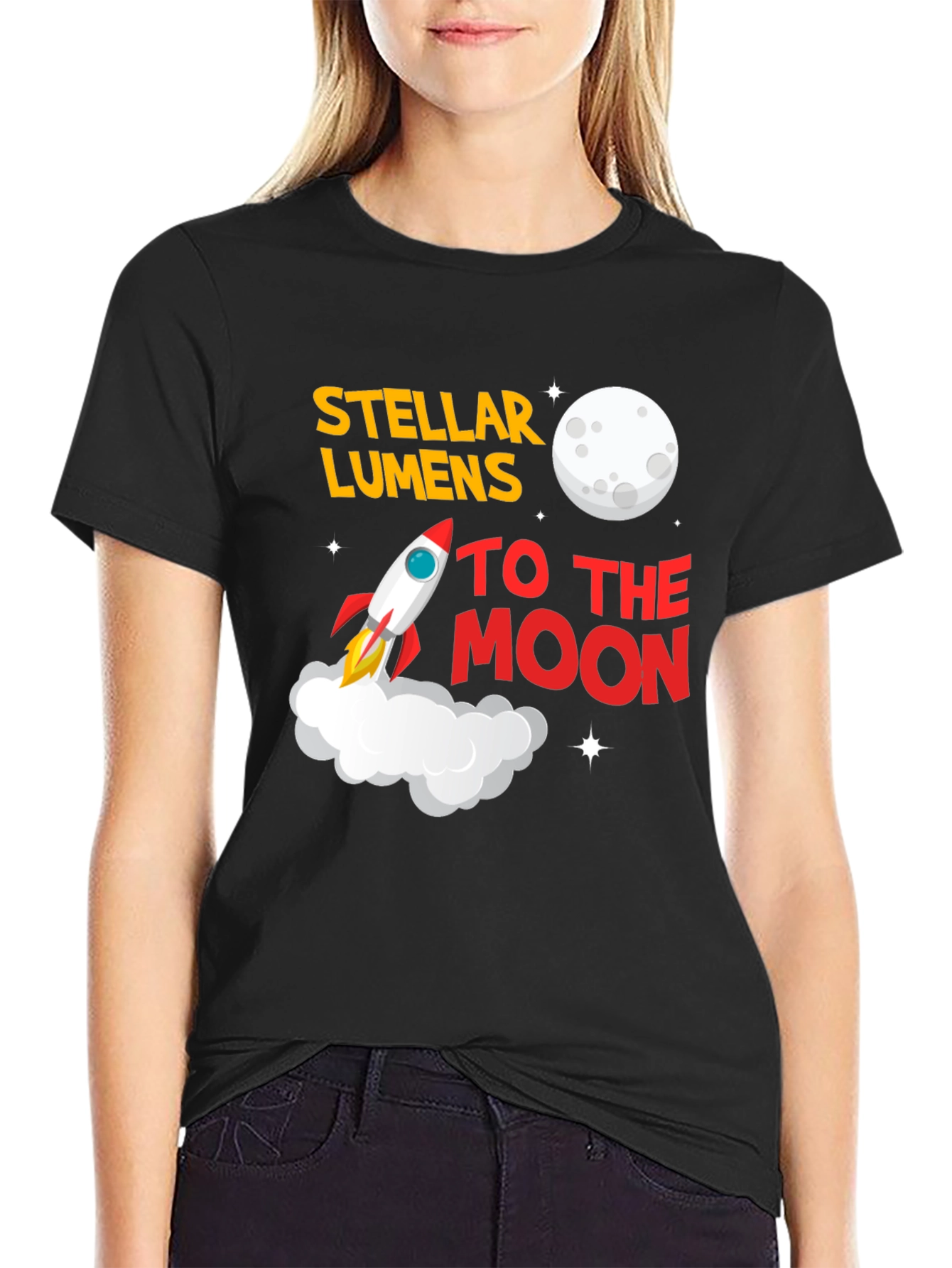 Black Stellar Lumens To The Moon T-Shirt view 2