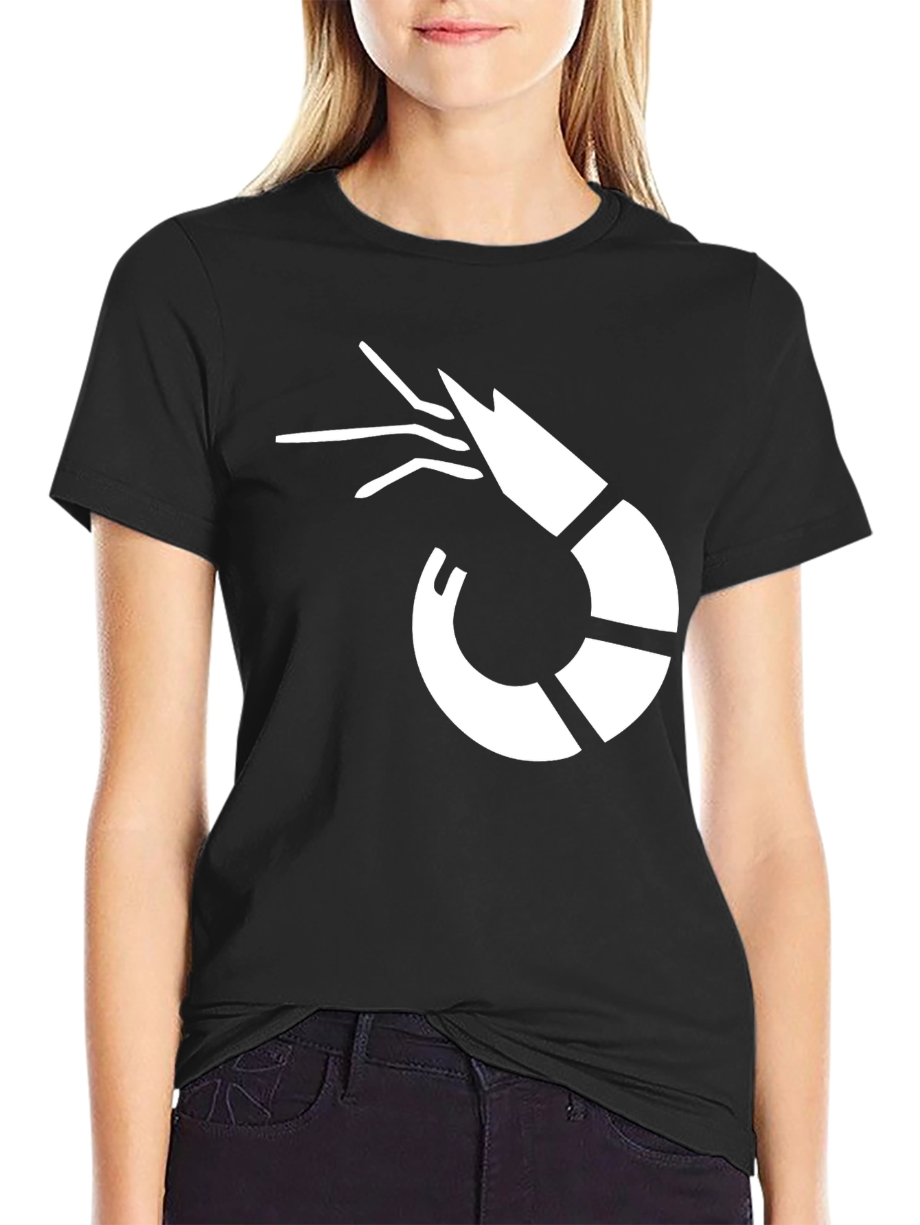 Black Shrimp Graphic Tee - Casual Black T-Shirt view 2