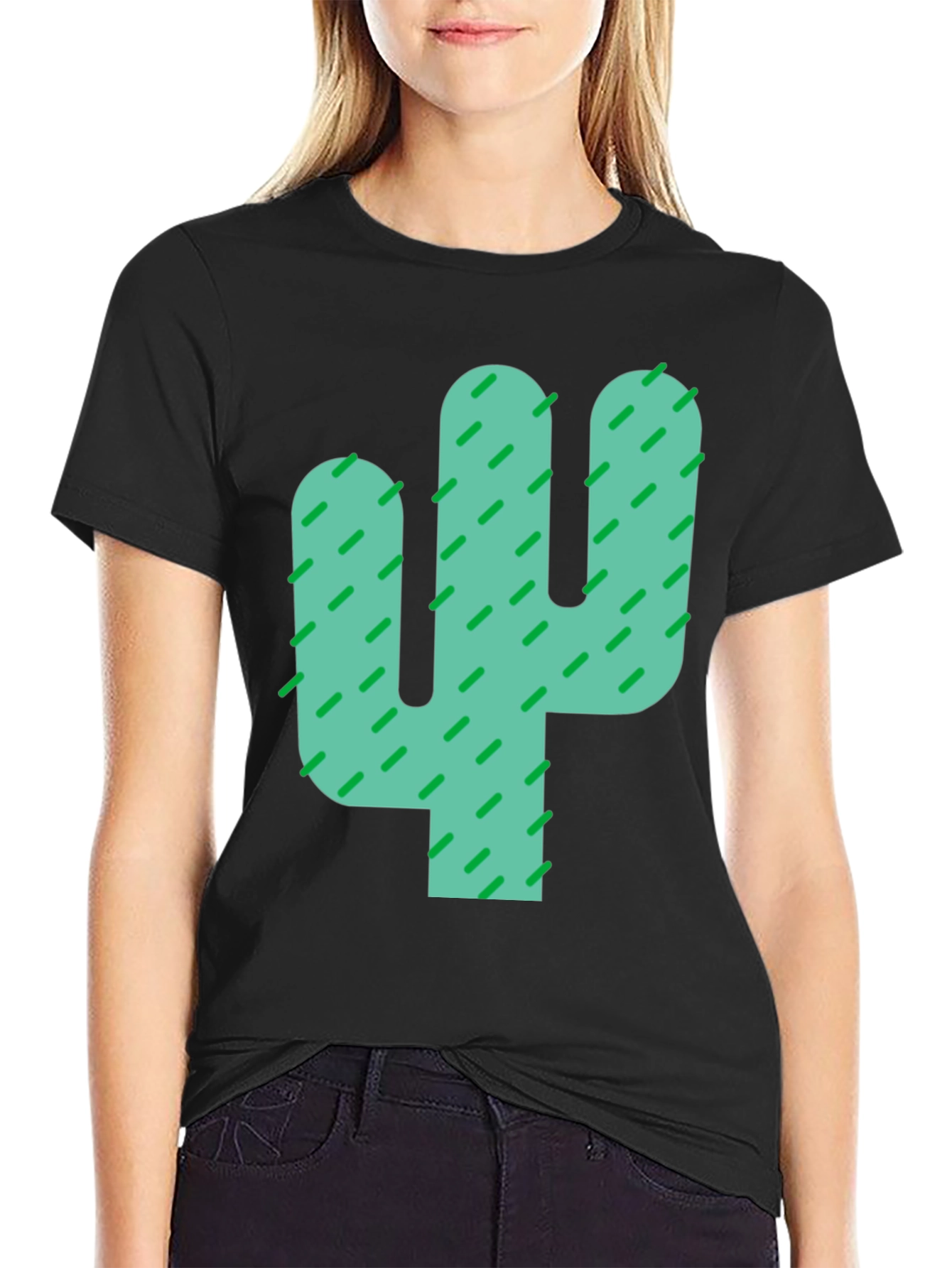 Black Cactus Graphic Black Tee - Stylish Desert Vibes view 2