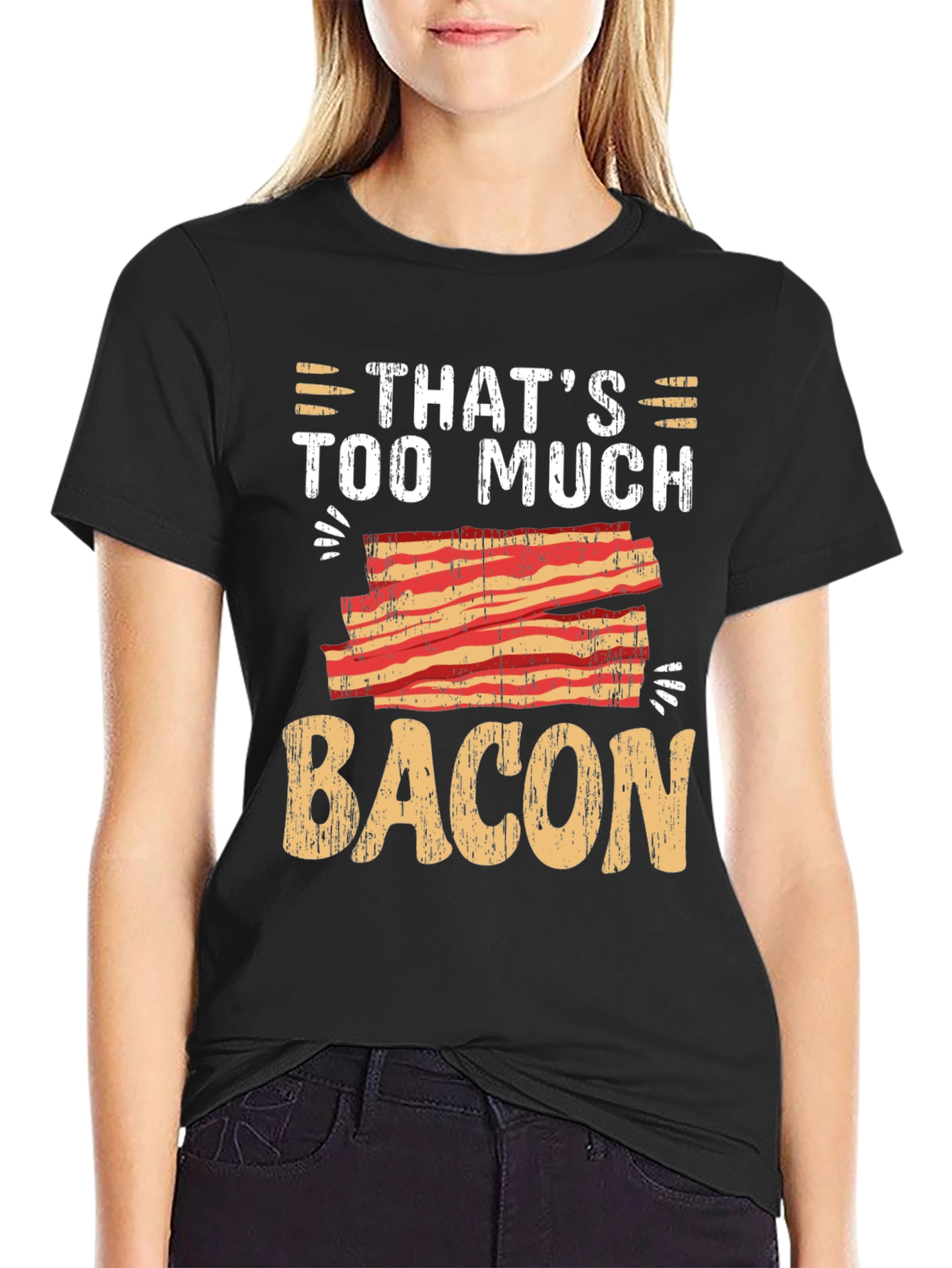 Black That's Too Much Bacon Graphic T-Shirt view 2