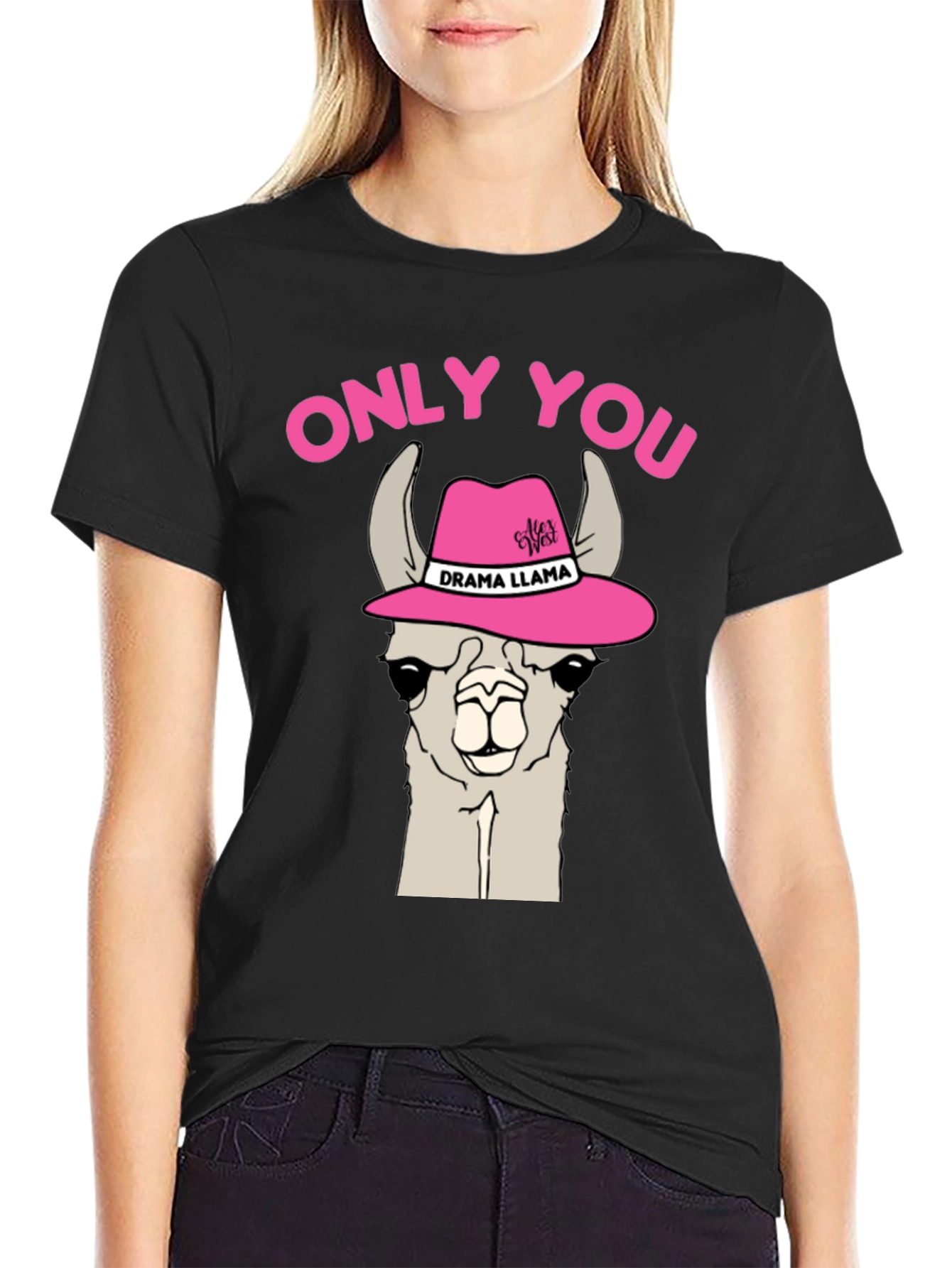 Black Drama Llama Graphic T-Shirt - Only You Novelty Tee view 2