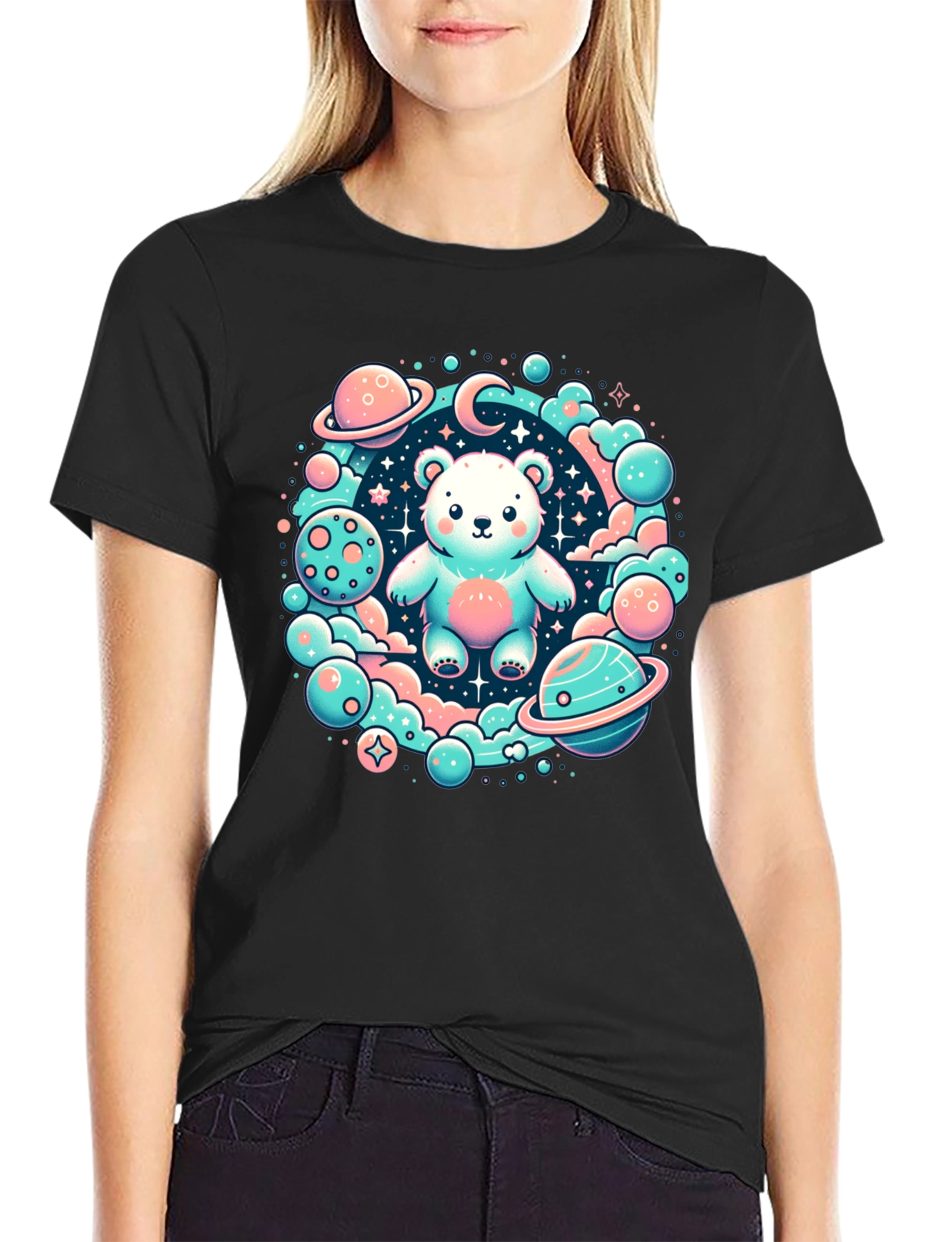 Black Cosmic Bear Graphic Tee view 2