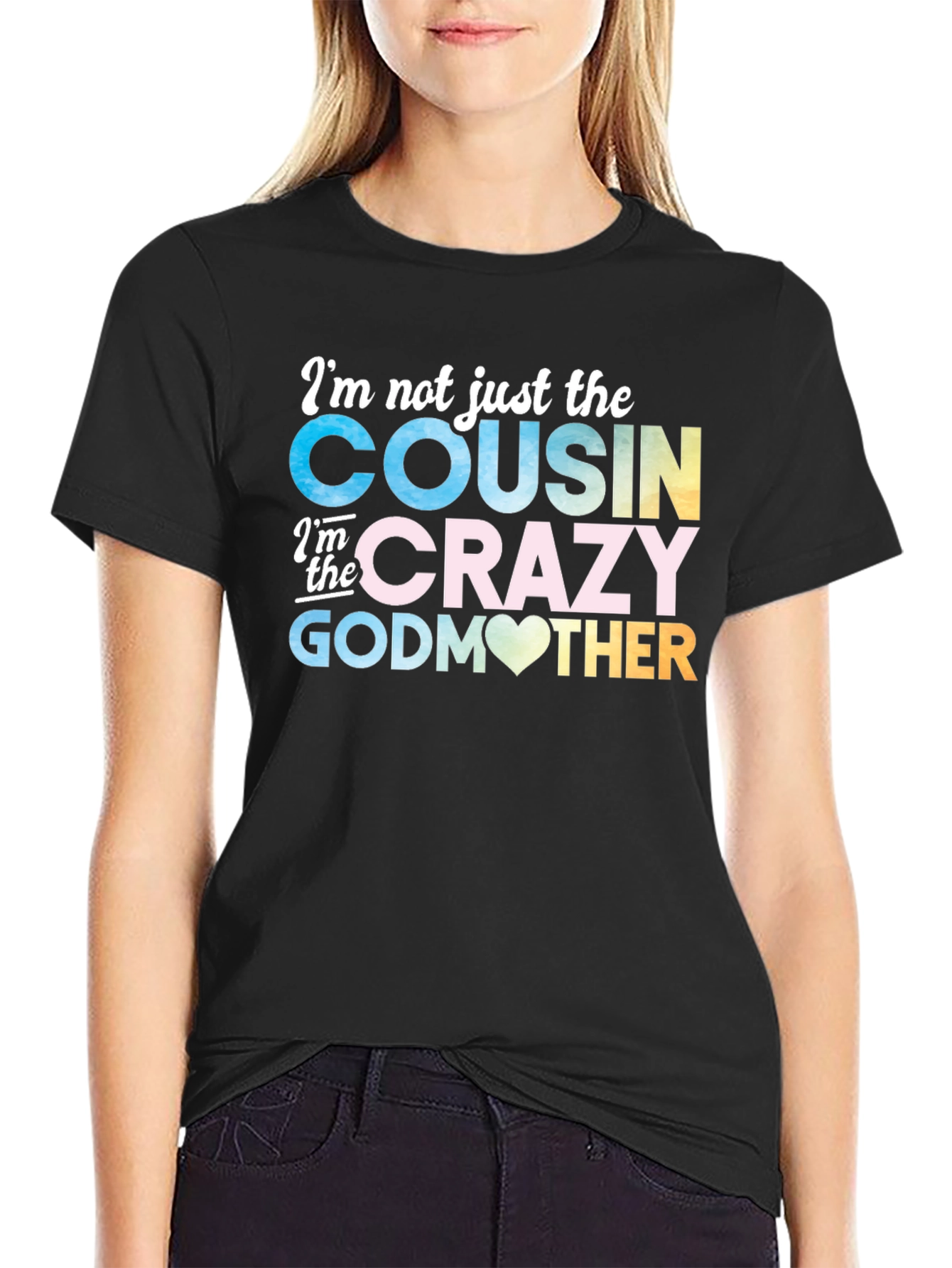 Black Crazy Godmother Cousin T-Shirt view 2
