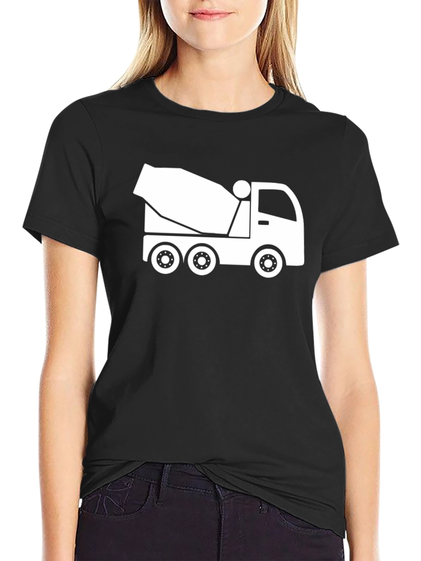 Black Concrete Mixer Truck Graphic T-Shirt view 2