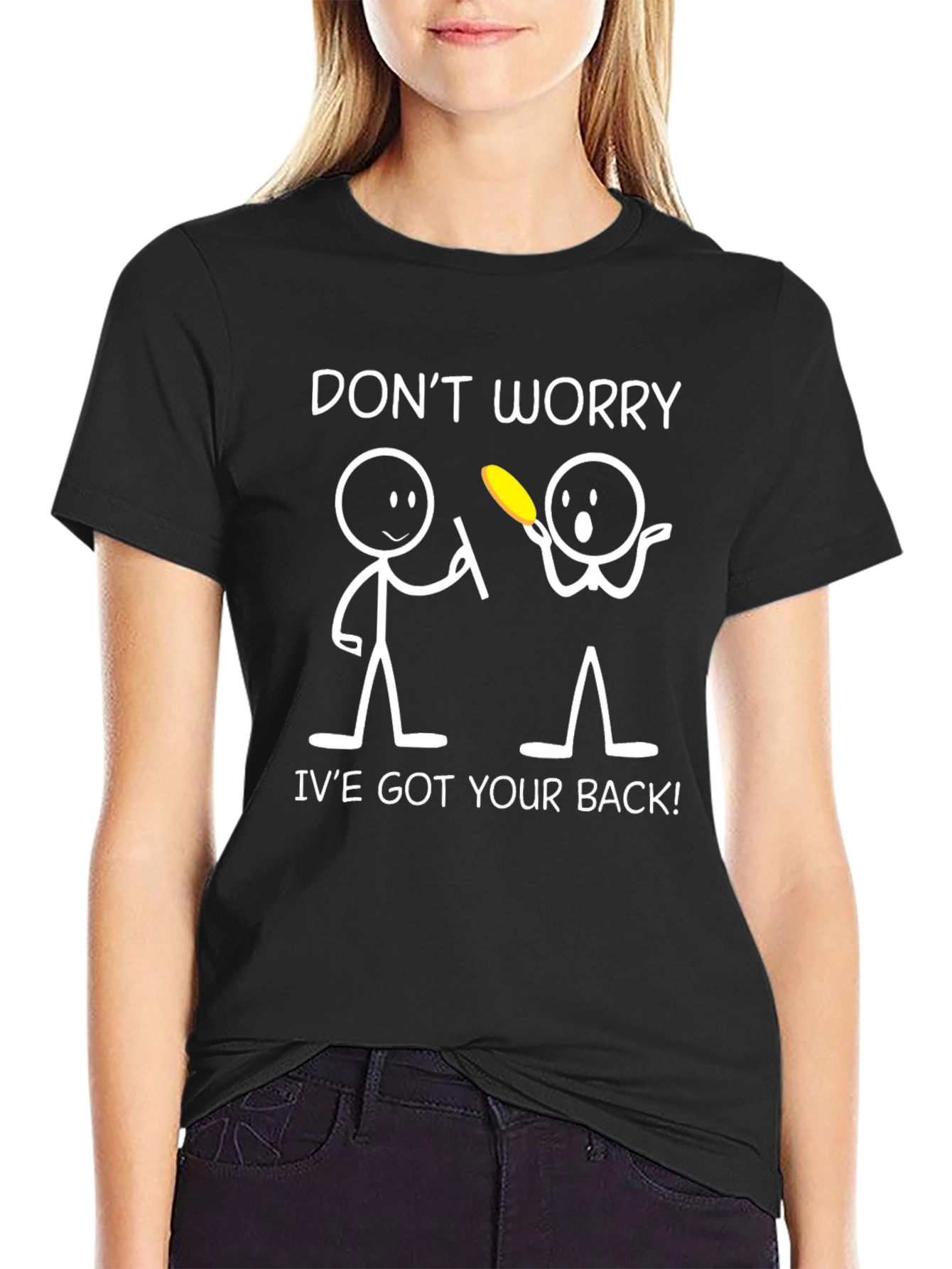Black Funny Stick Figure Back Scratch T-Shirt view 2