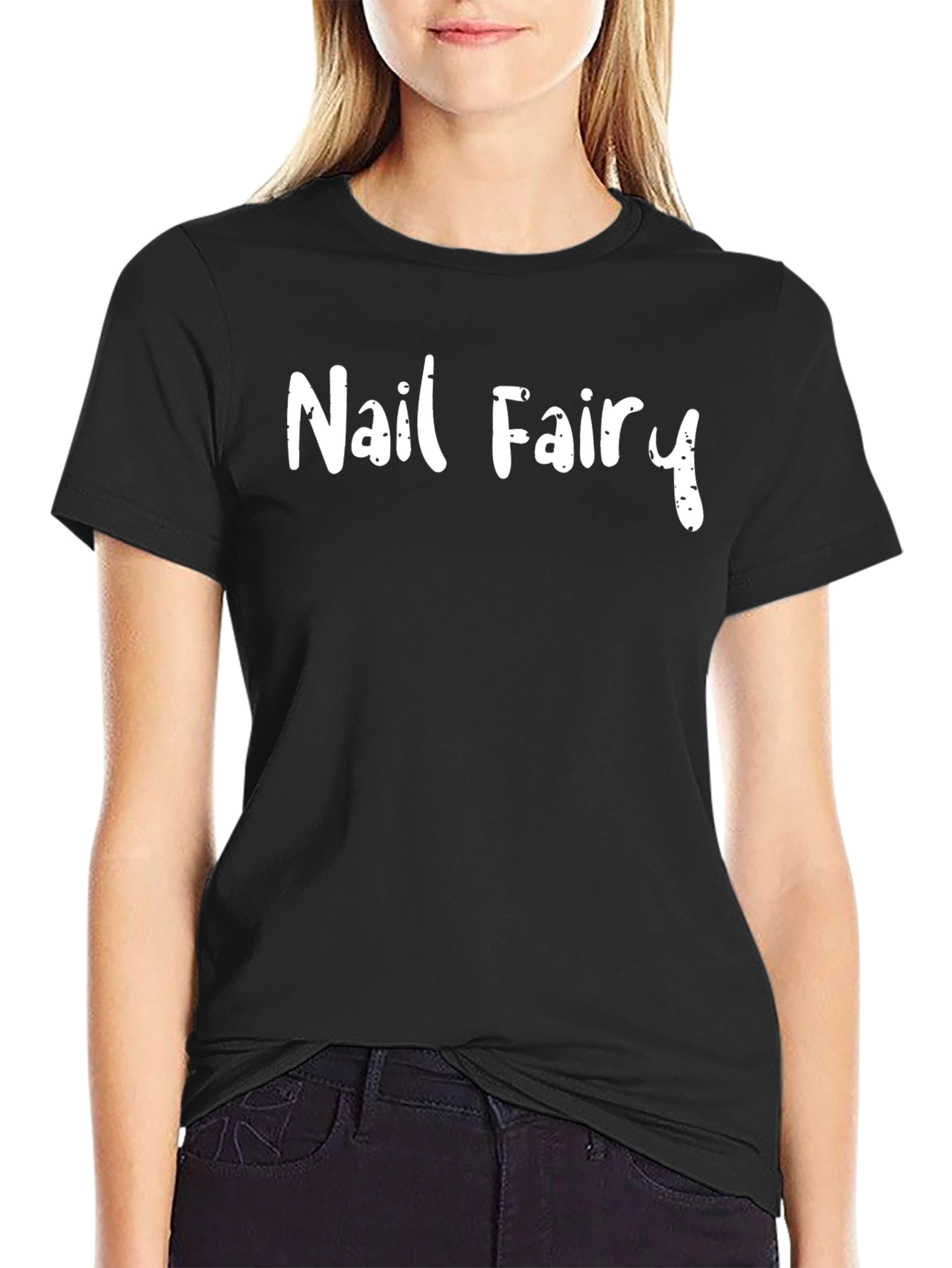 Black Nail Fairy Graphic Tee - Black Cotton T-Shirt view 2