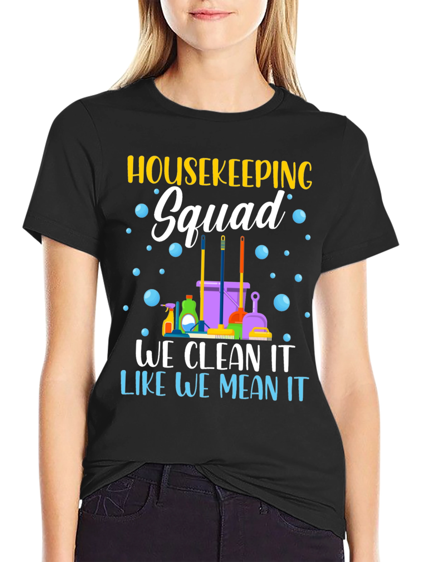 Black Housekeeping Squad Graphic T-Shirt view 2
