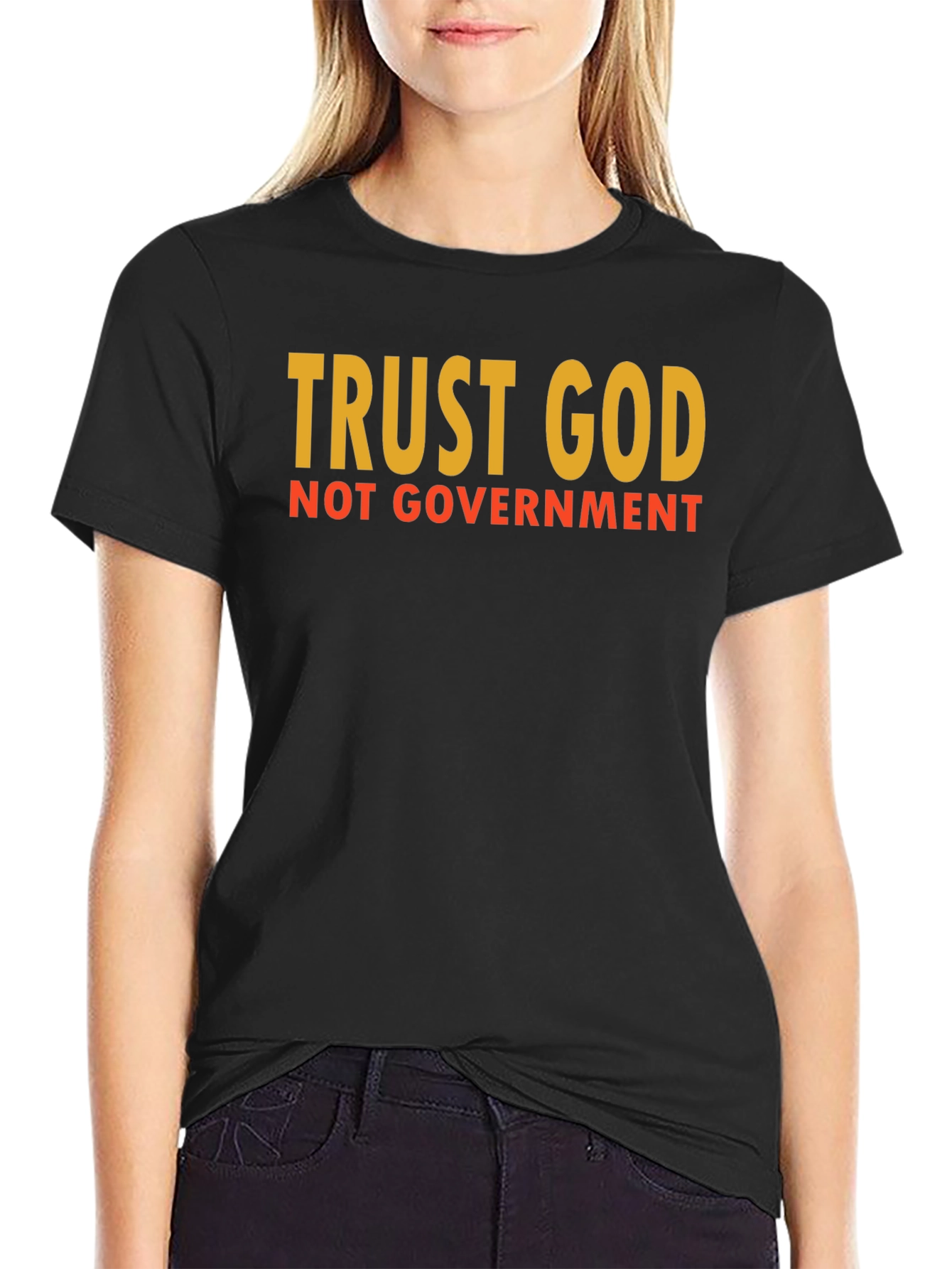 Black Trust God Not Government Graphic Tee view 2