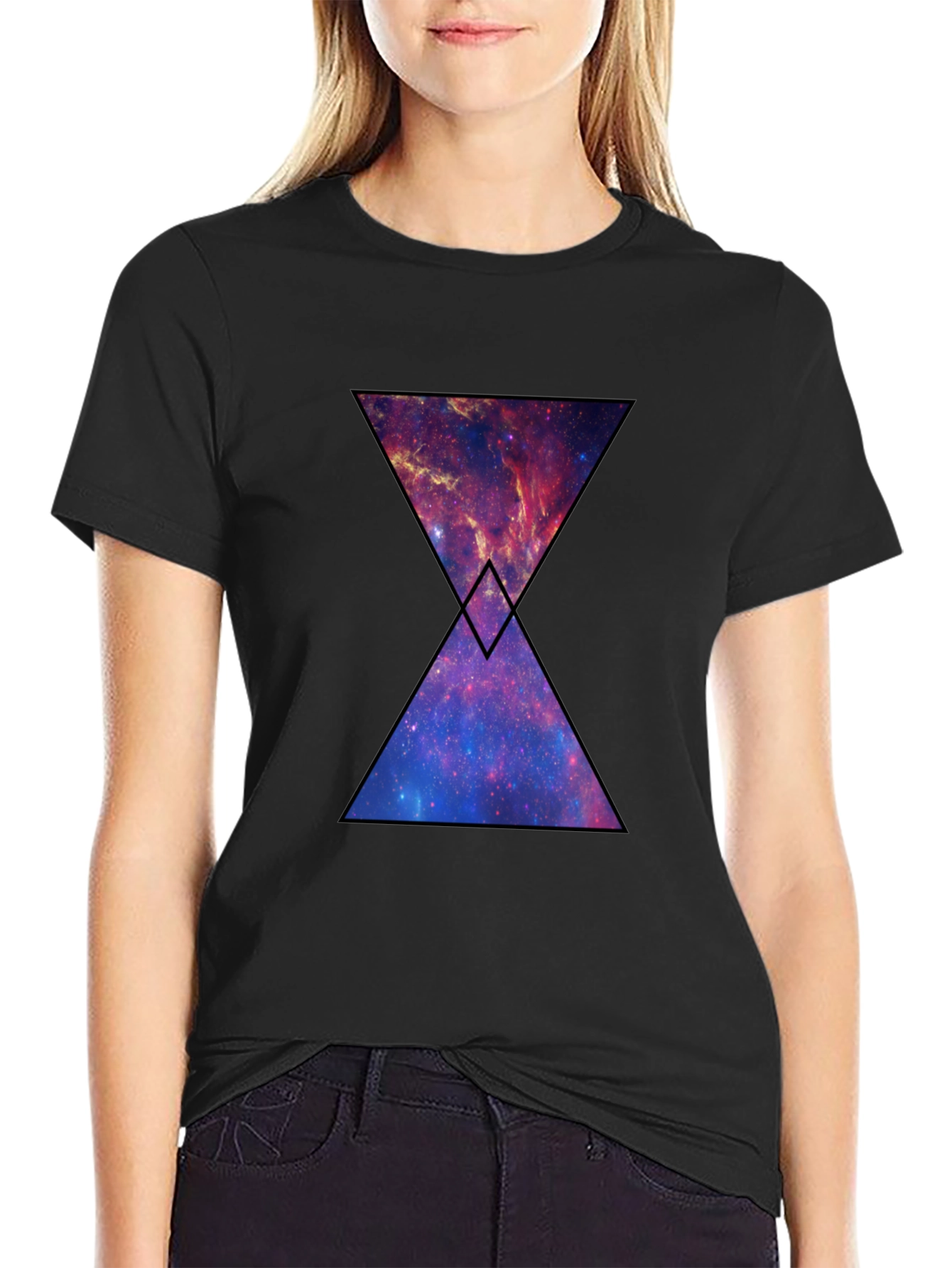 Black Galaxy Hourglass Graphic T-Shirt - Black view 2