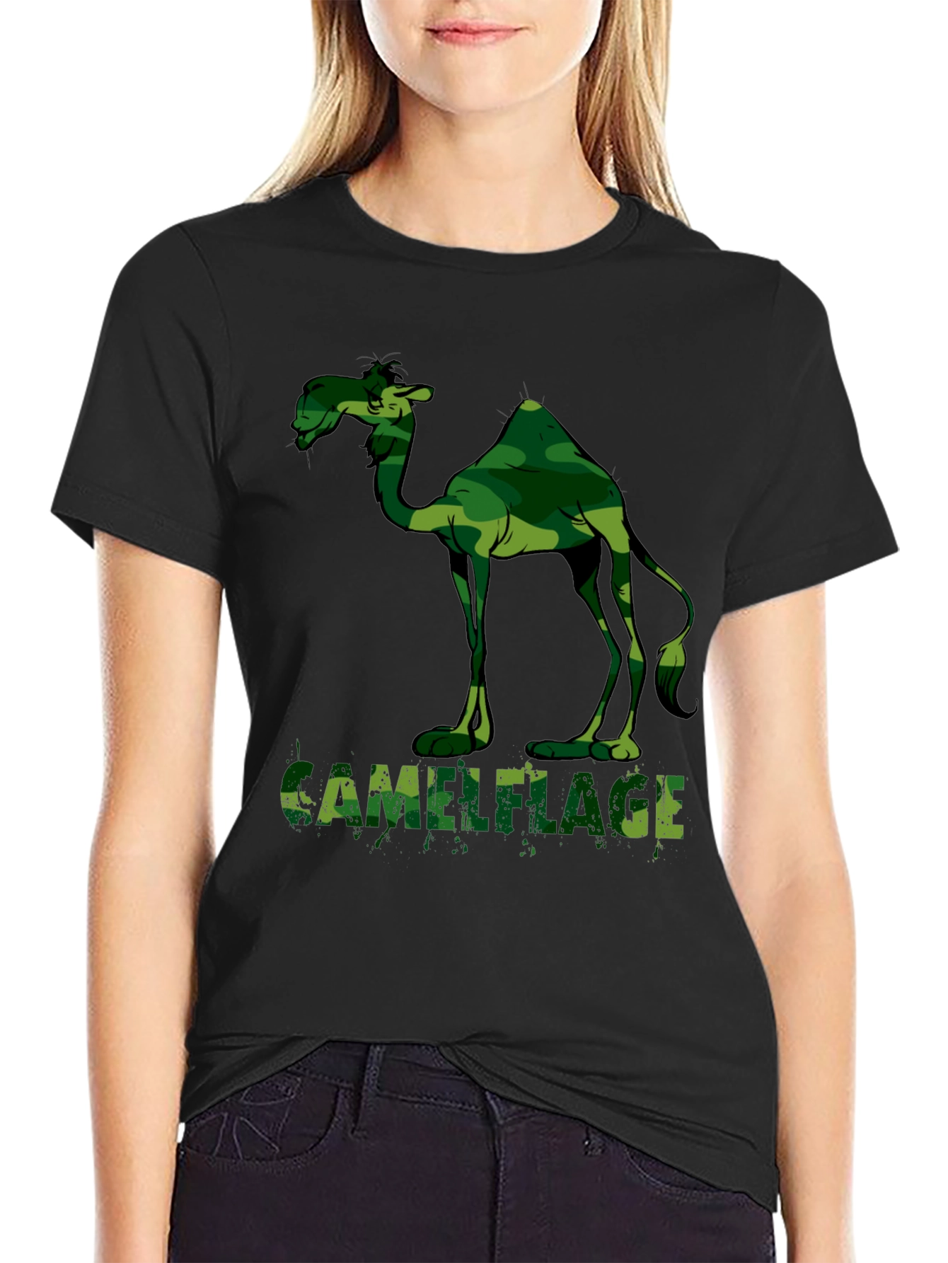 Black Camel Camouflage Graphic T-Shirt - Unique Design view 2