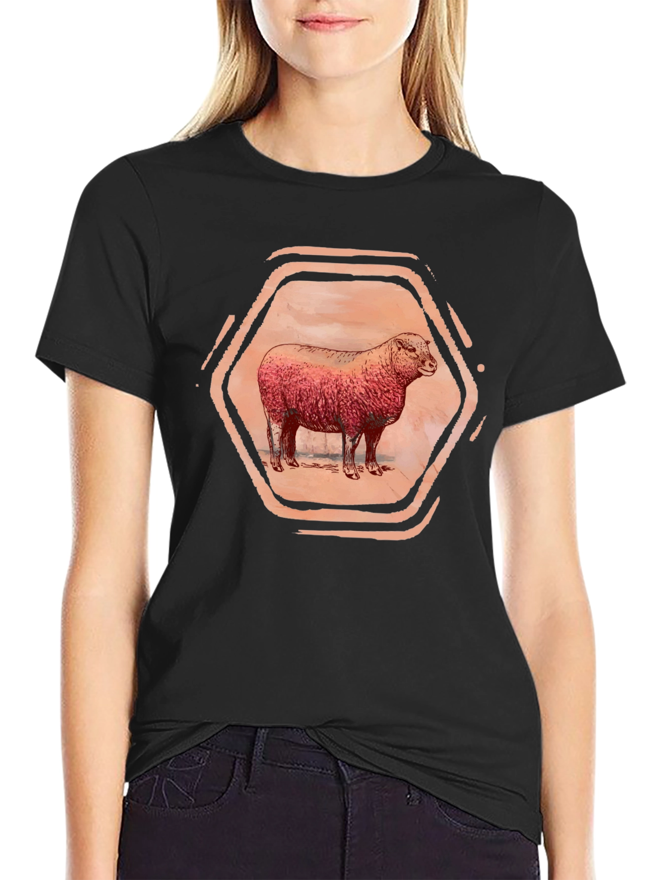 Black Sheep Graphic Tee - Unique Hexagon Design view 2