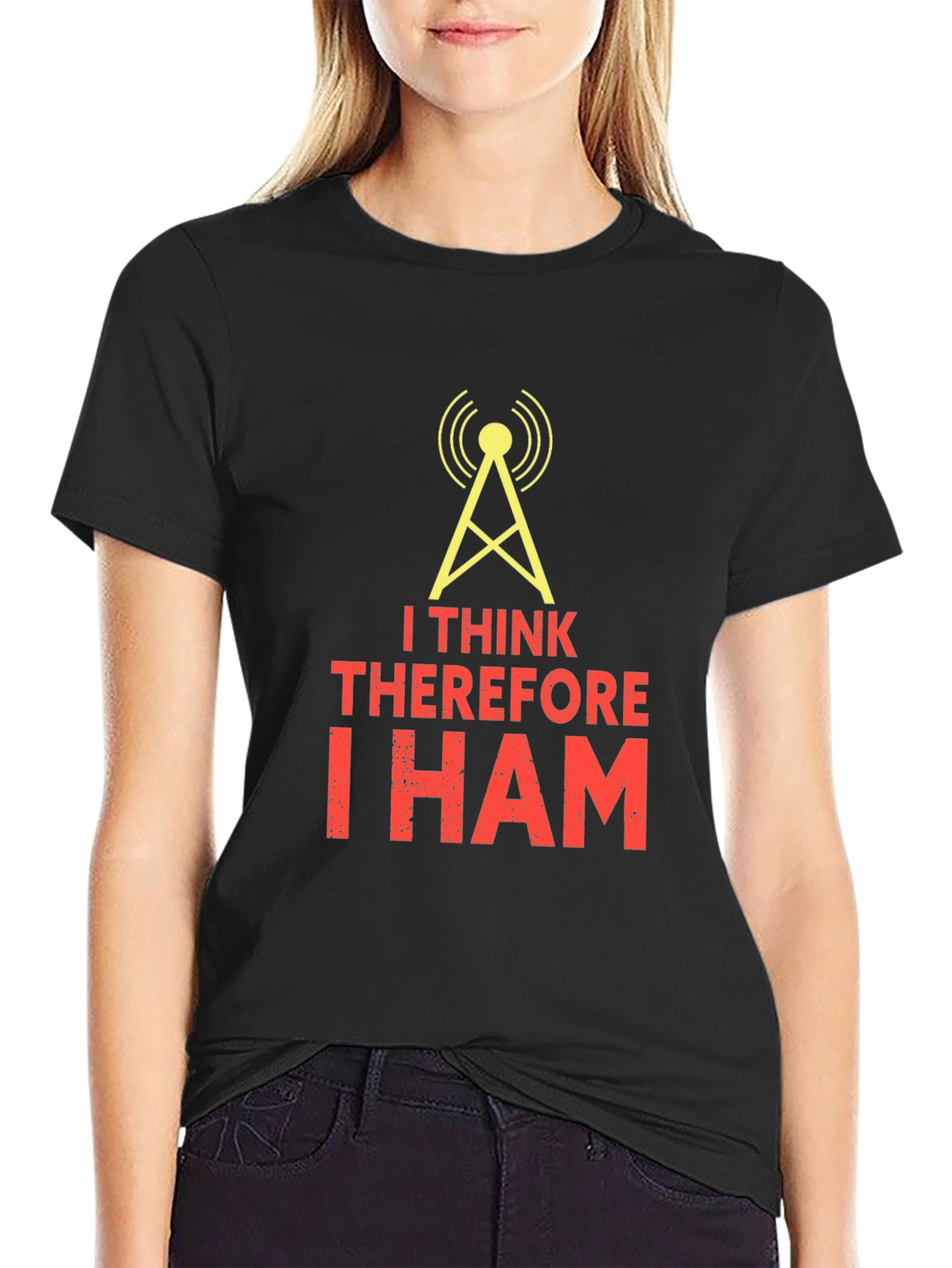 Black I Think Therefore I Ham Black T-Shirt view 2