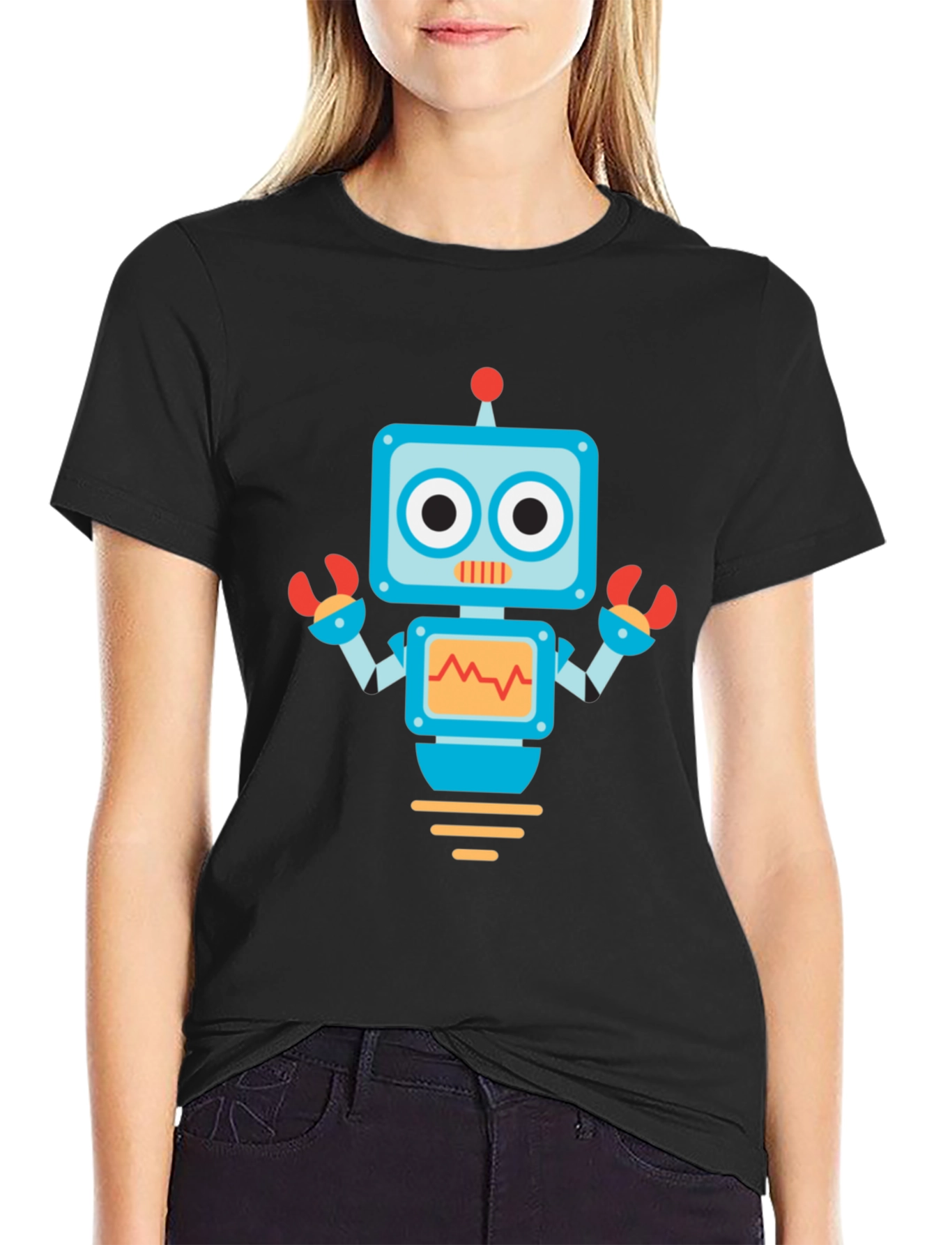 Black Robot Graphic Print Black Tee view 2
