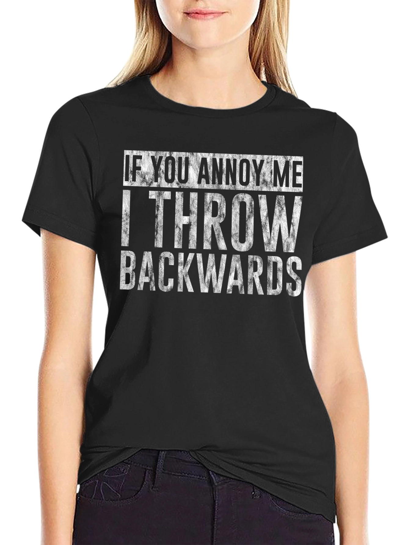 Black Funny Throw Backwards T-Shirt  view 2