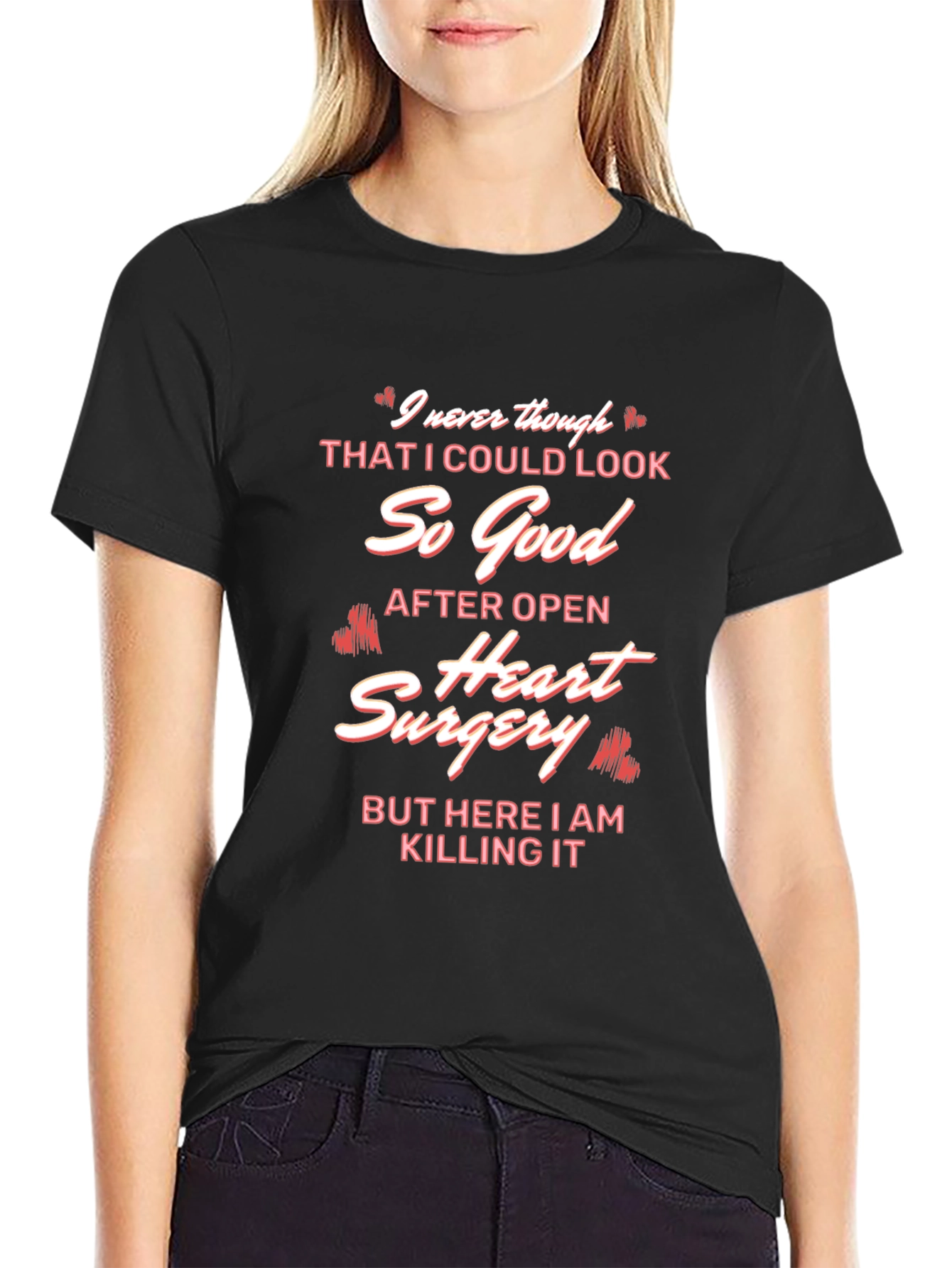 Black Open Heart Surgery Recovery T-Shirt view 2