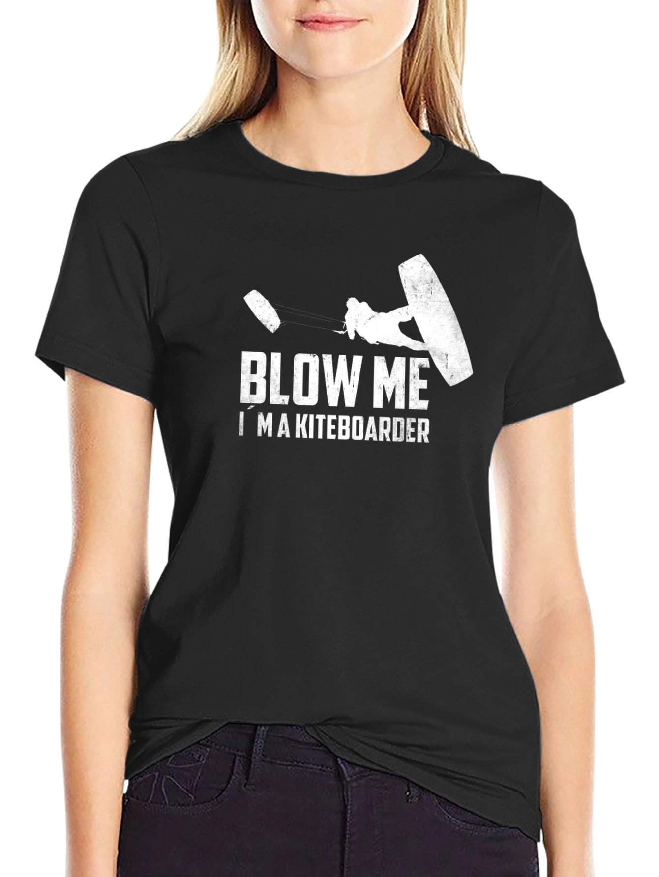 Black Blow Me I'm a Kiteboarder Graphic T-Shirt view 2