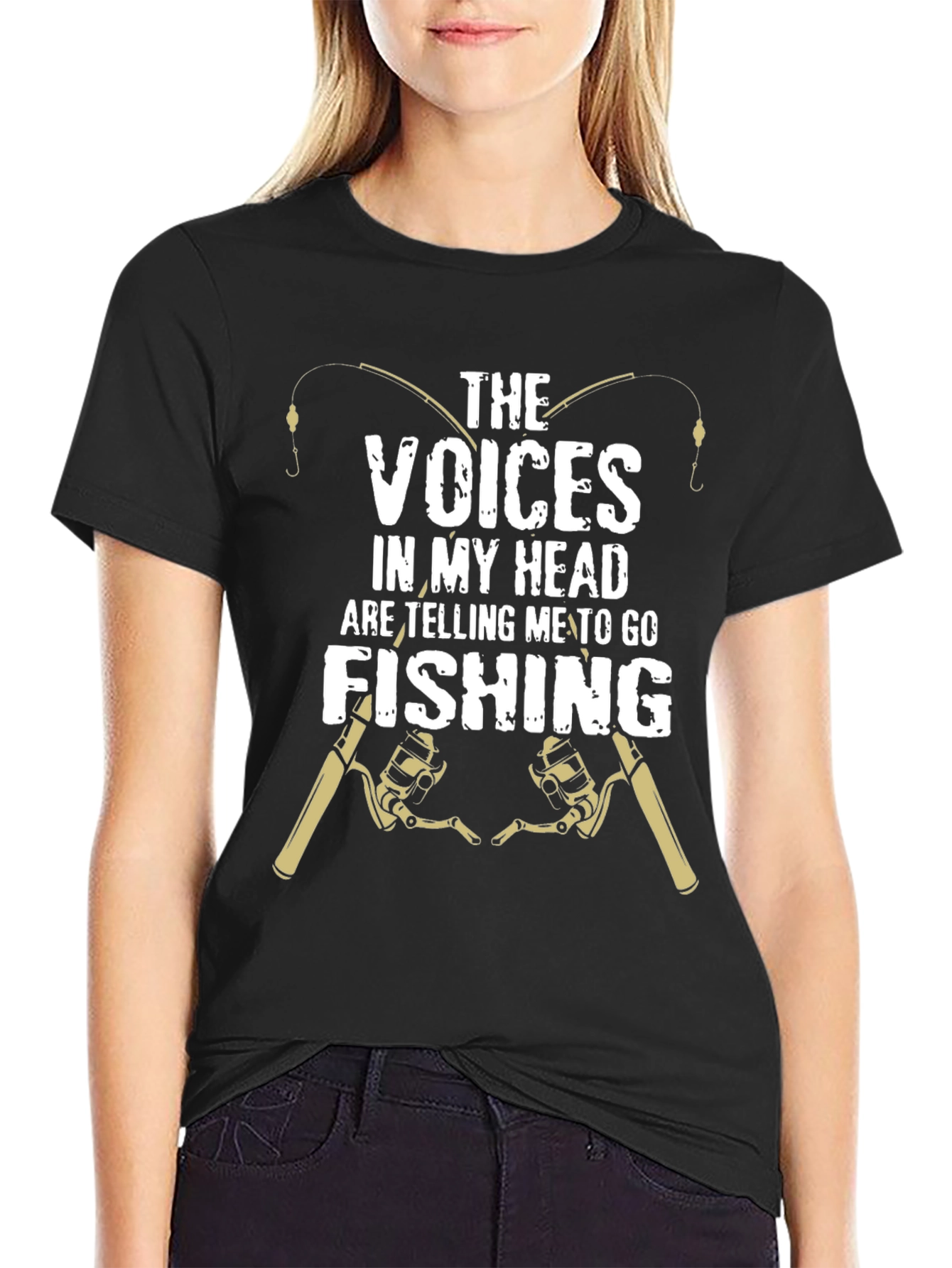 Black Fishing T-Shirt: Voices in My Head view 2