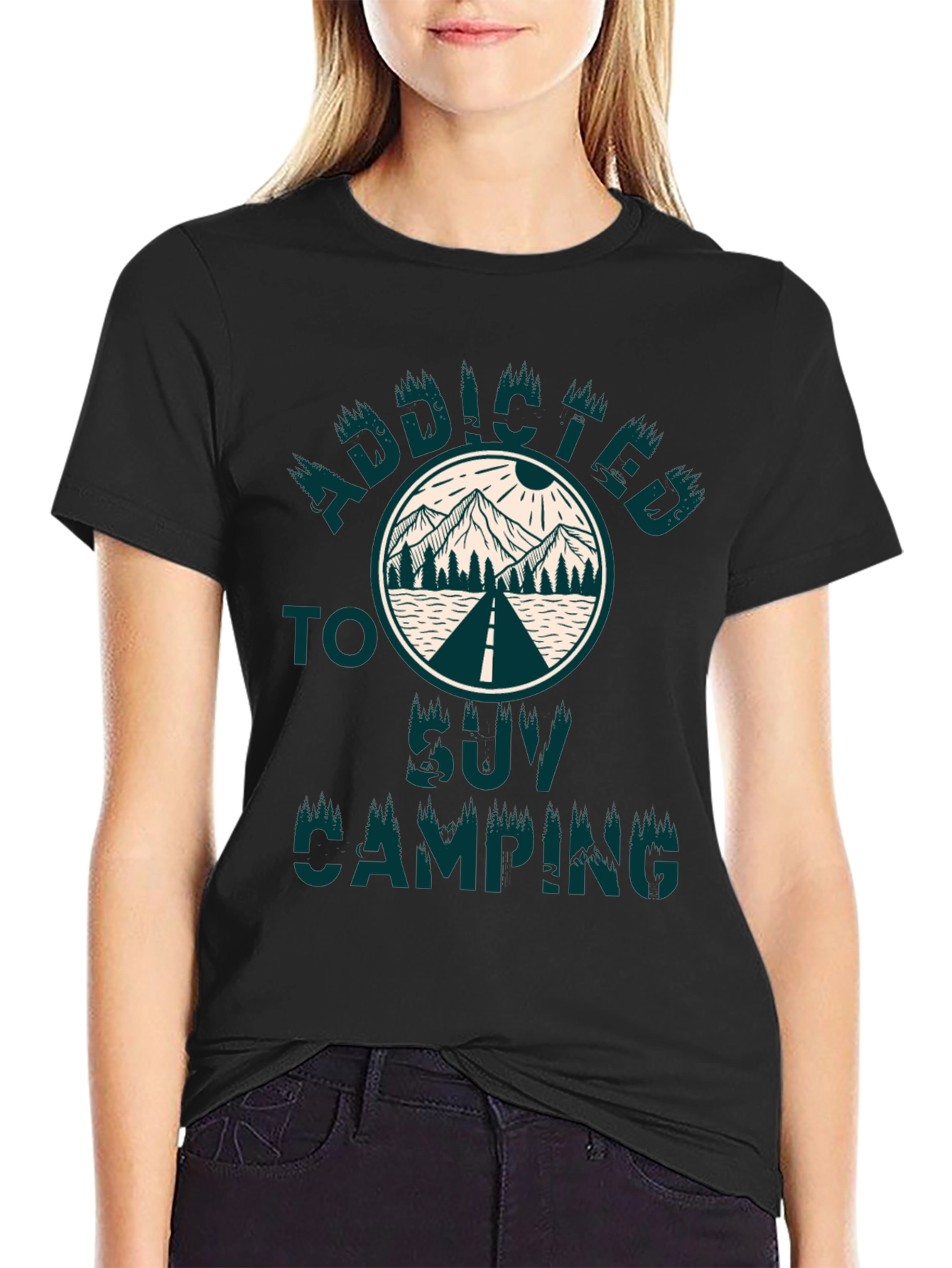 Black Addicted to SUV Camping T-Shirt view 2