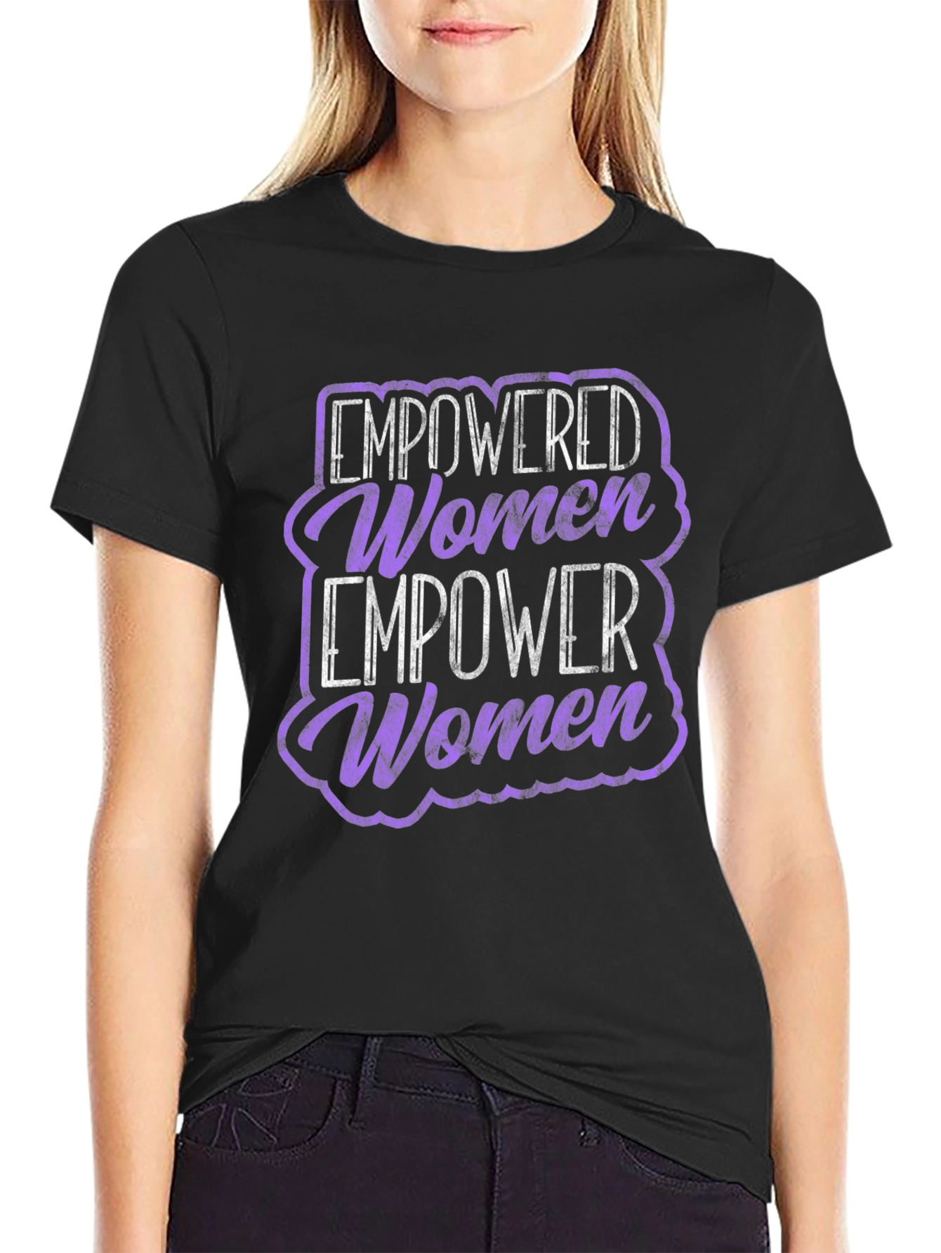 Black Empowered Women T-Shirt - Black Cotton Blend view 2