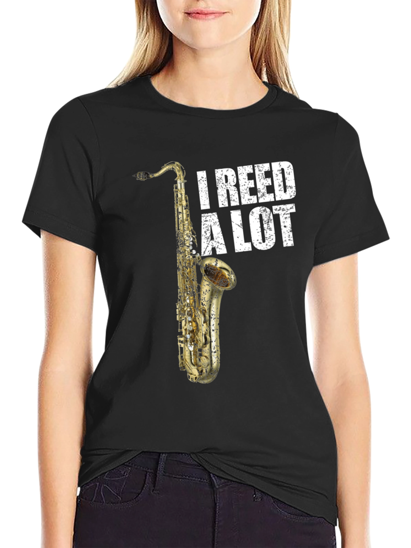Black I Reed A Lot Saxophone Musician T-Shirt view 2