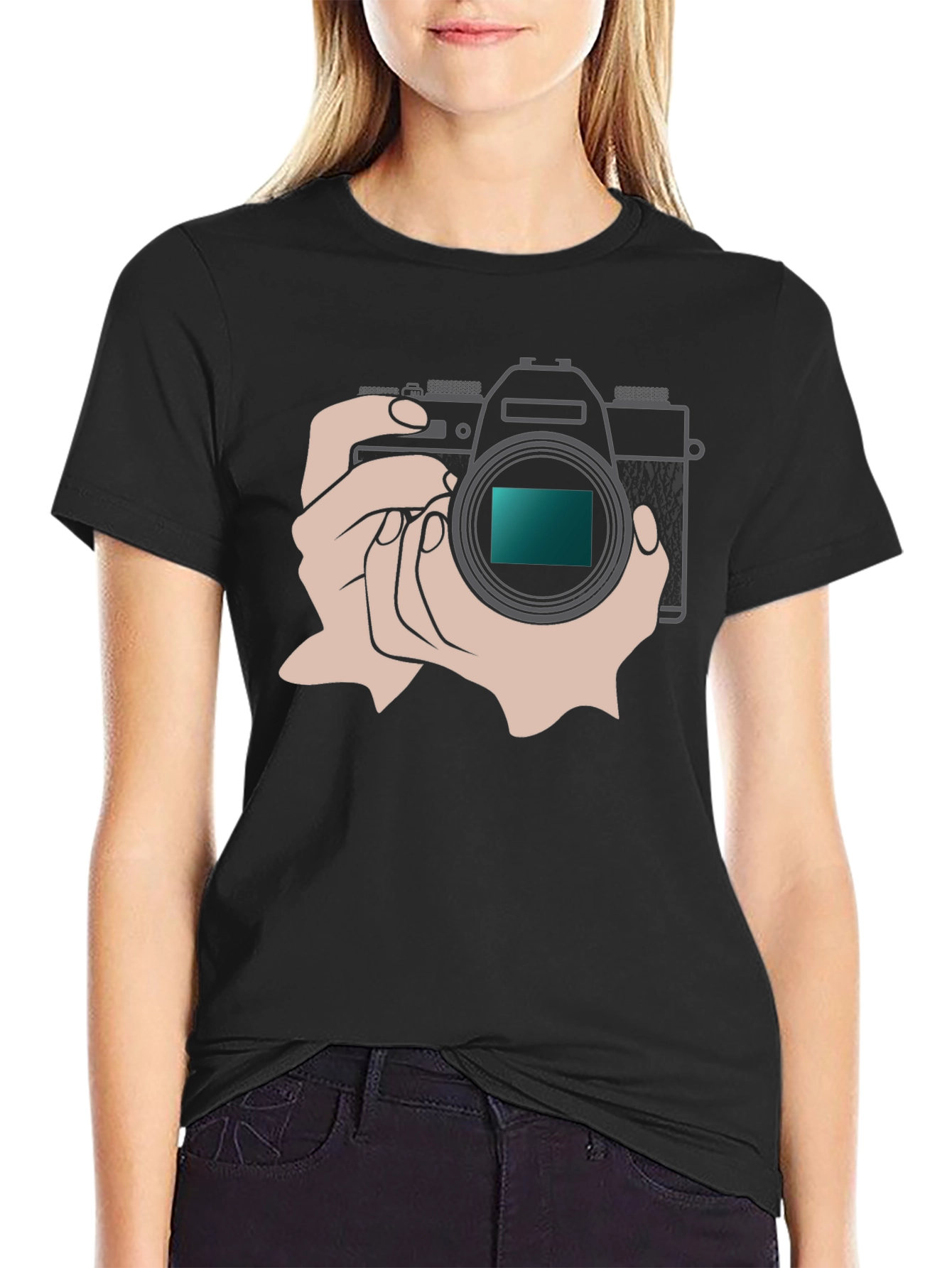Black Camera Graphic T-Shirt - Photography Enthusiast Apparel view 2