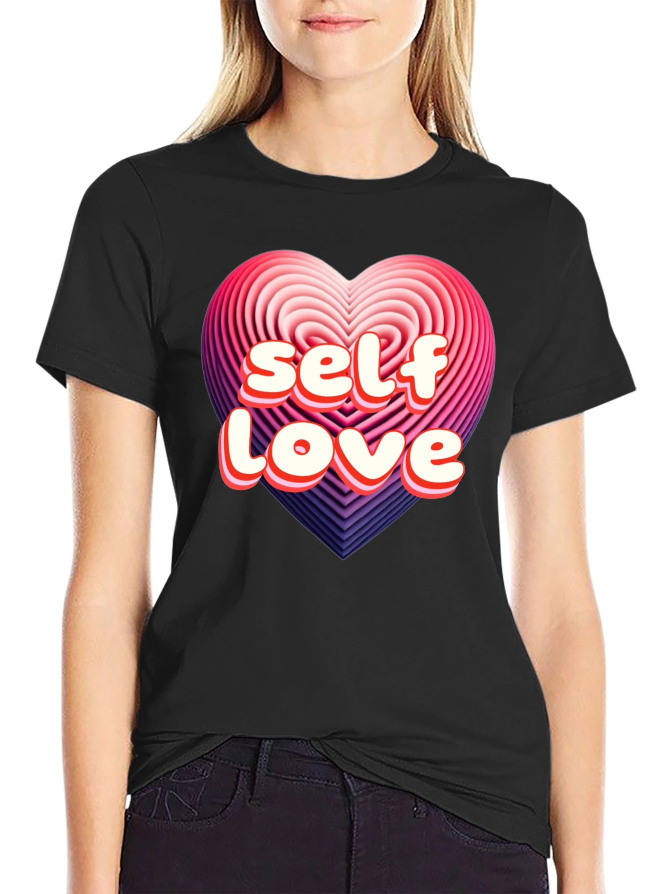 Black Self Love Heart Graphic Tee - Stylish Comfort view 2