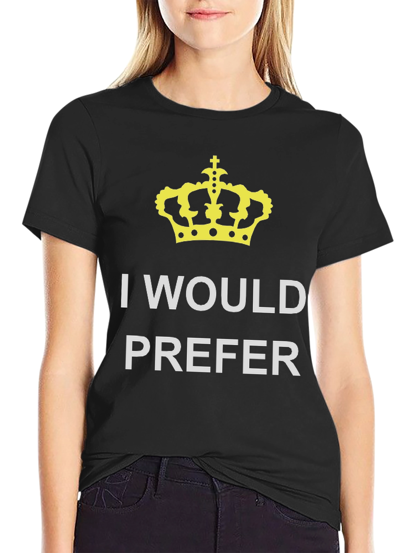 Black I Would Prefer Crown Black T-Shirt view 2