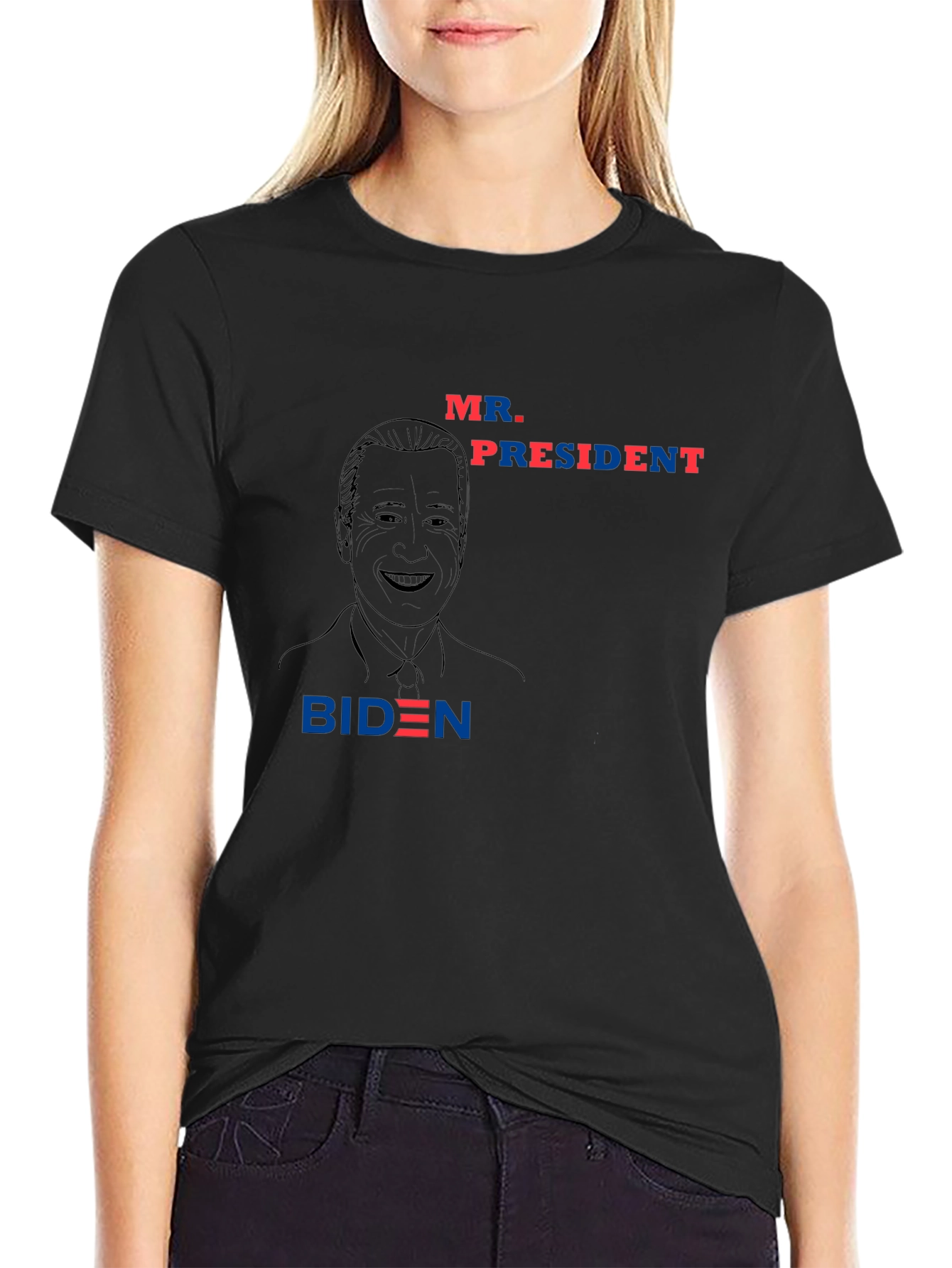 Black Mr. President Biden Graphic Tee - Black Crewneck T-Shirt view 2